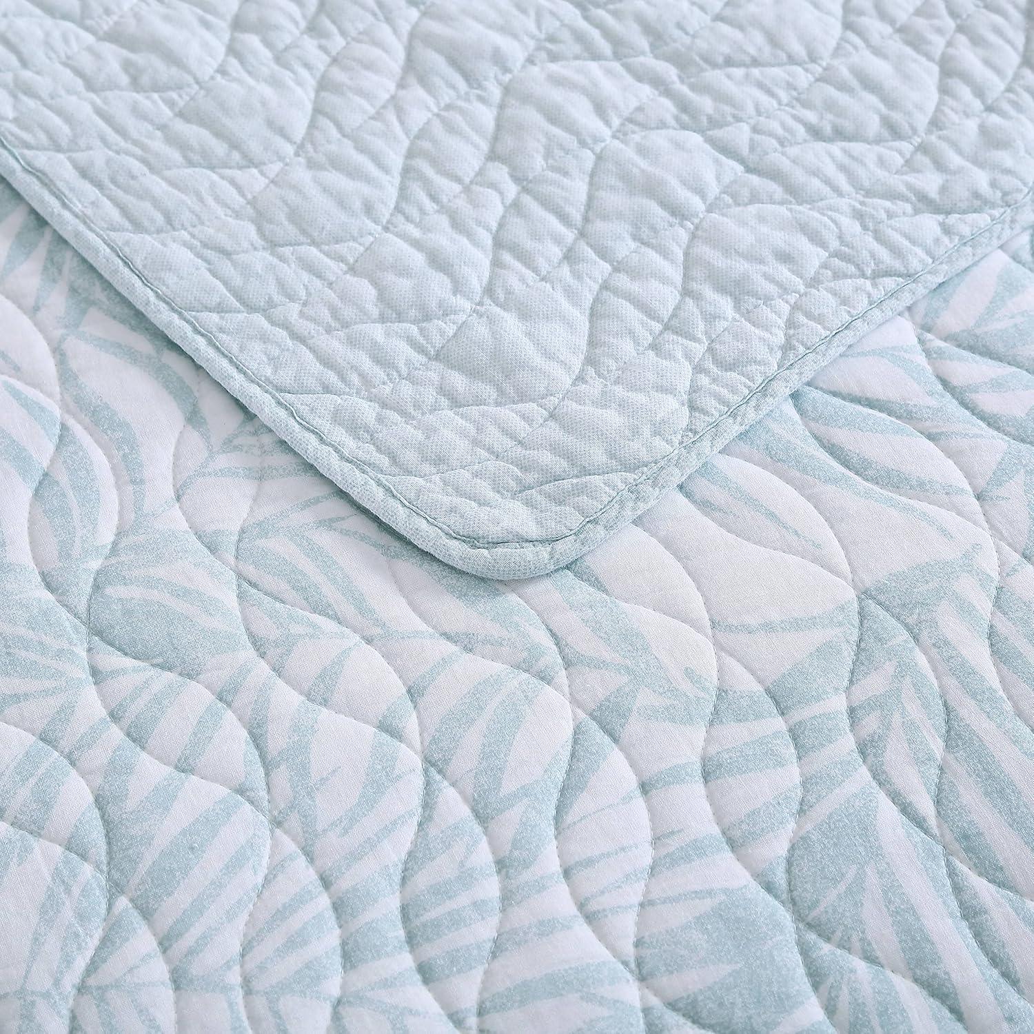 3pc King Palmday Quilt & Sham Set Light Blue - Tommy Bahama: Botanical Pattern, OEKO-TEX Certified