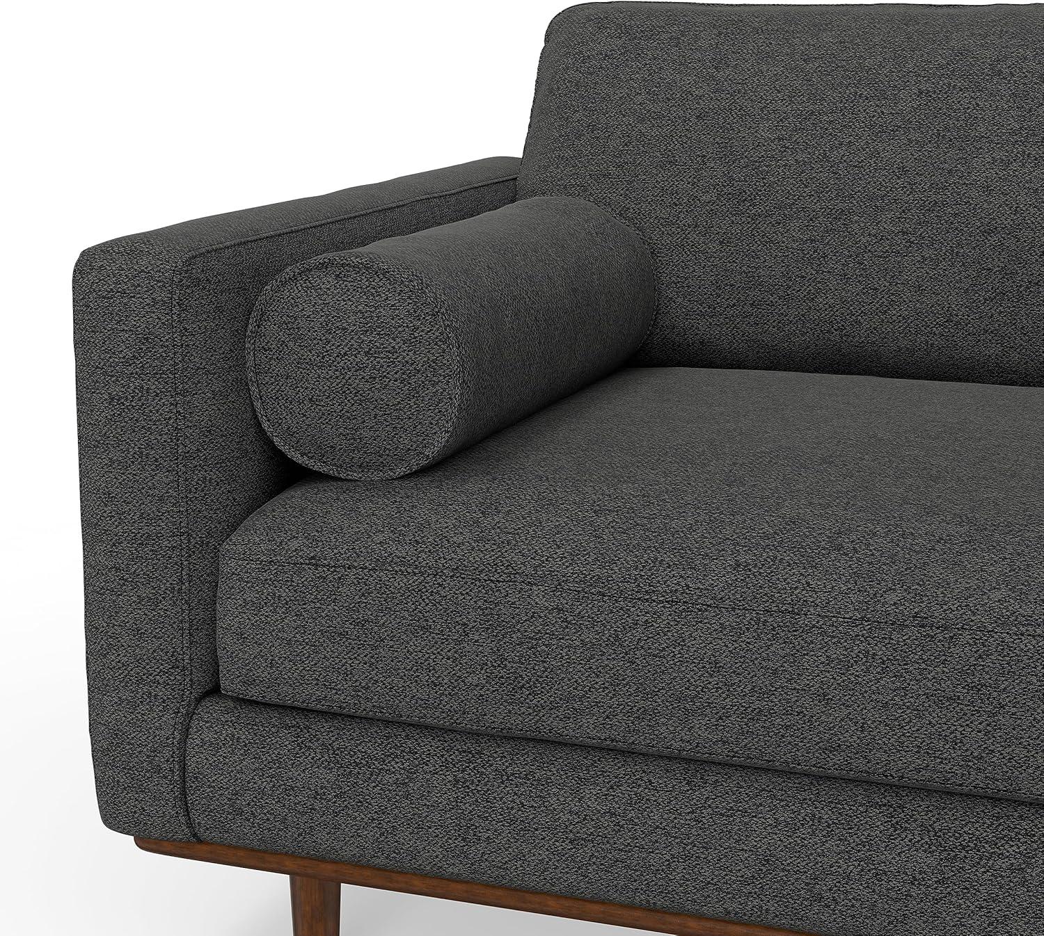 Simpli Home Morrison Mid-Century Modern Couch for Living Room, Eco-Friendly Woven-Blend Fabric with Removable Cushions