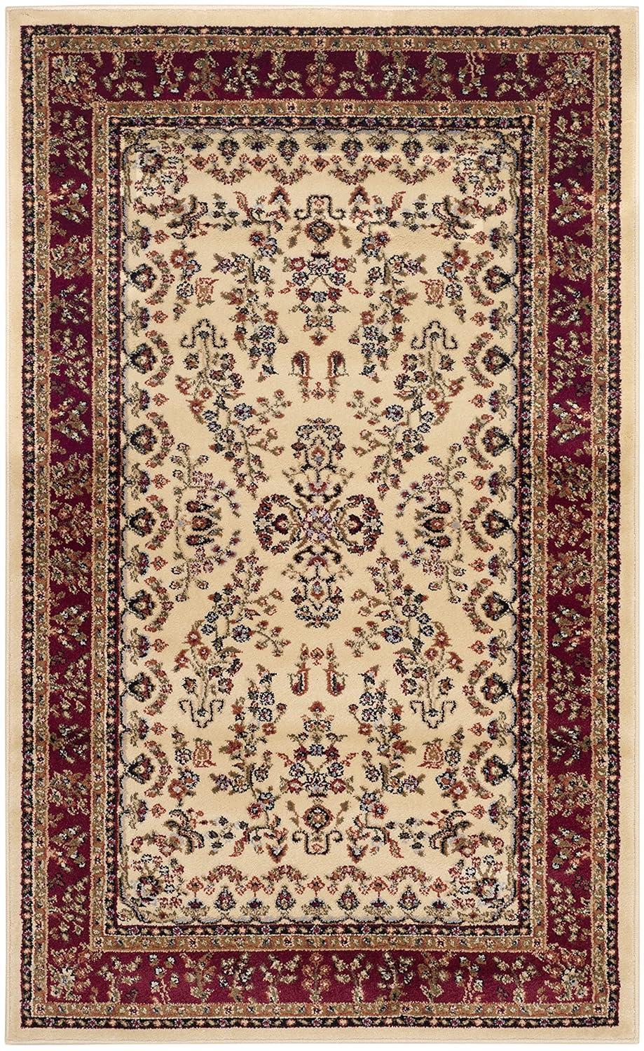 Lyndhurst Sarouk LNH331 Power Loomed Accent Rug - Ivory/Red - 3'3"x5'3" - Safavieh