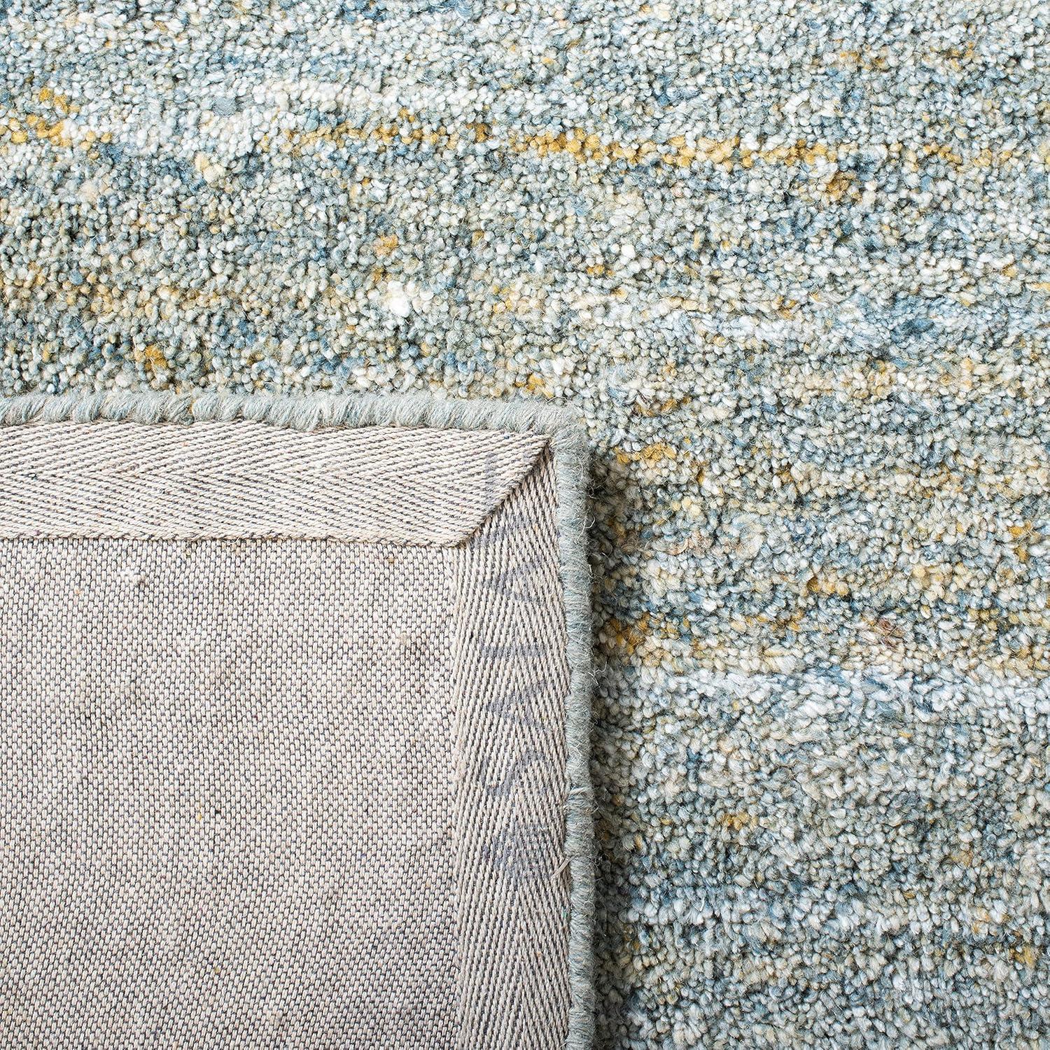 SAFAVIEH Himalaya Flanagan Solid Runner Rug, Blue/Olive, 2'3" x 6'