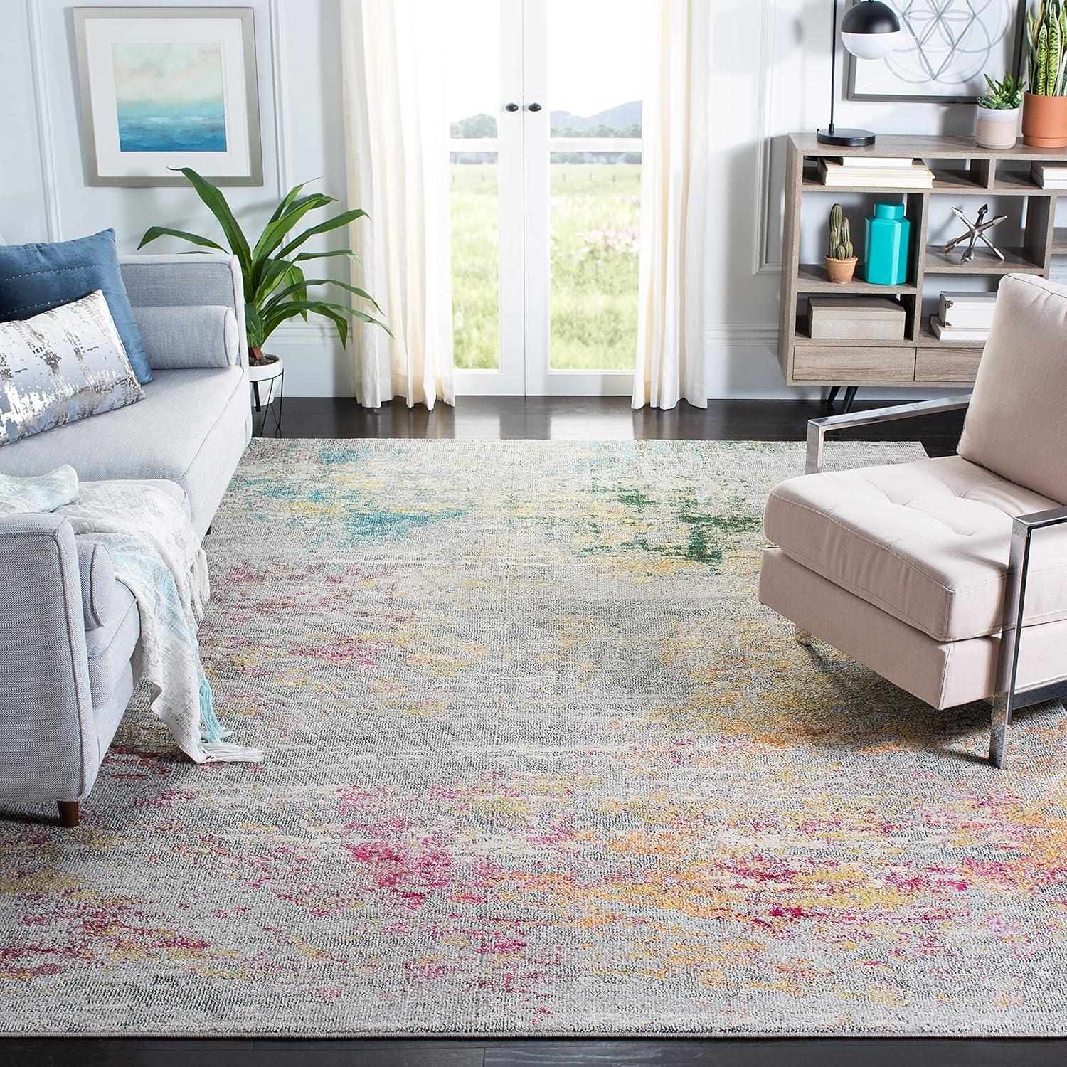 Madison MAD440 Power Loomed Indoor Area Rug - Grey/Gold - 9'x9' - Safavieh