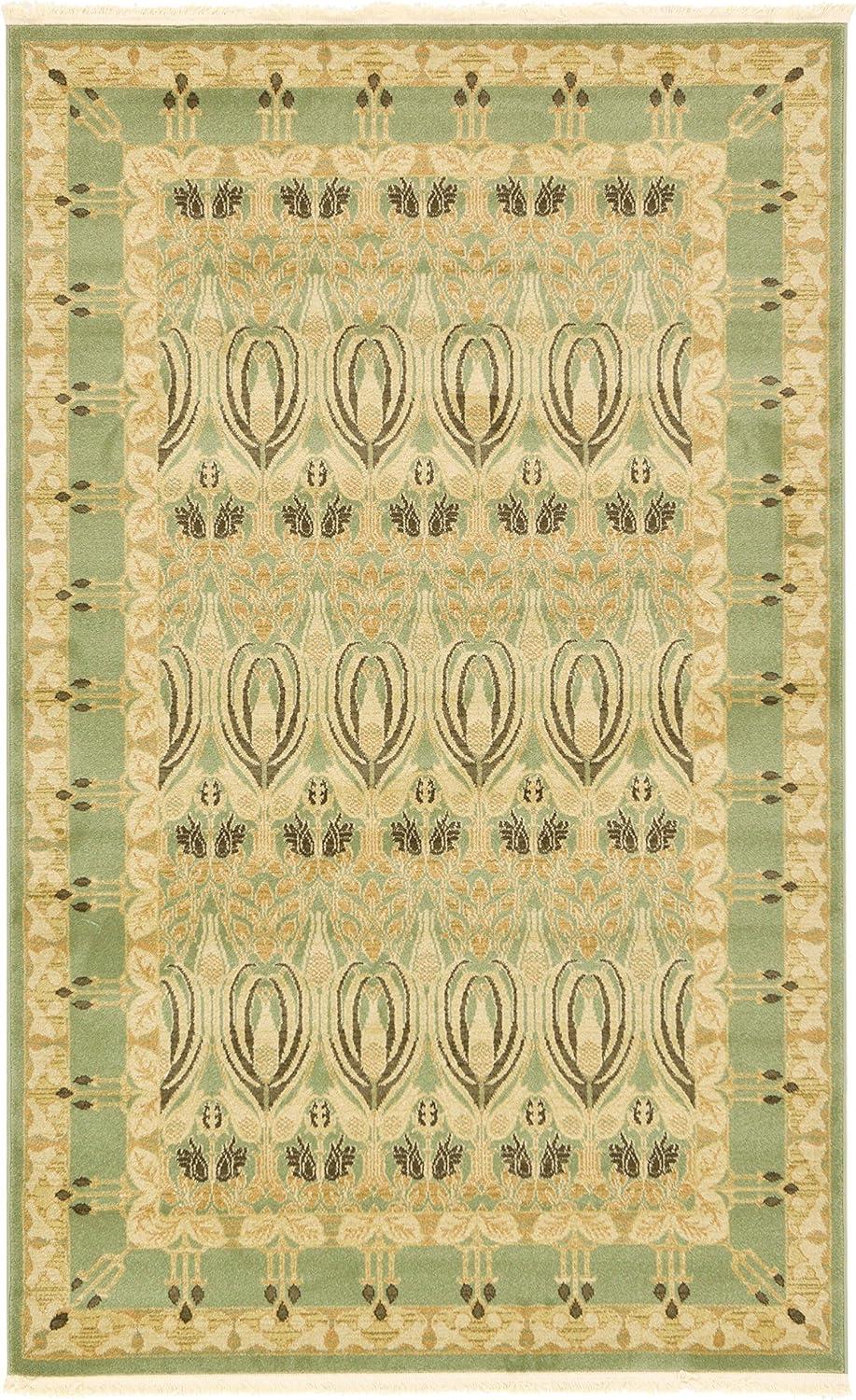 Canmore Light Green Synthetic 5' x 8' Easy-Care Rectangular Rug