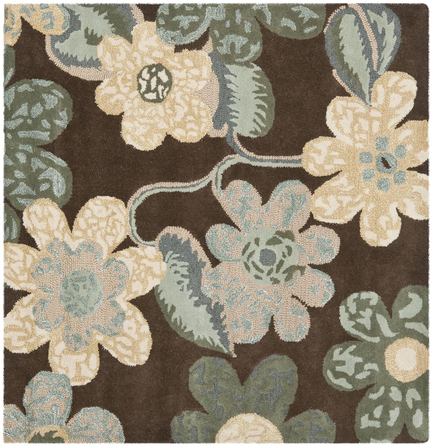 Bella BEL220 Hand Tufted Indoor Area Rug - Brown/Multi - 5'x5' - Safavieh