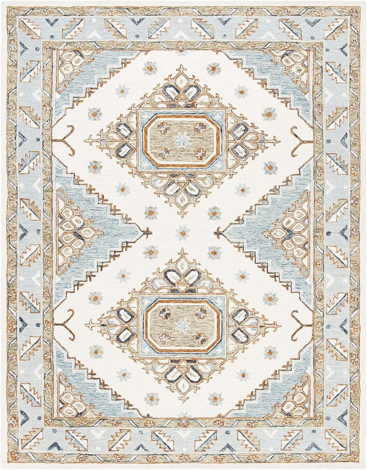 Ivory and Rust Hand-Tufted Wool 9' x 12' Area Rug
