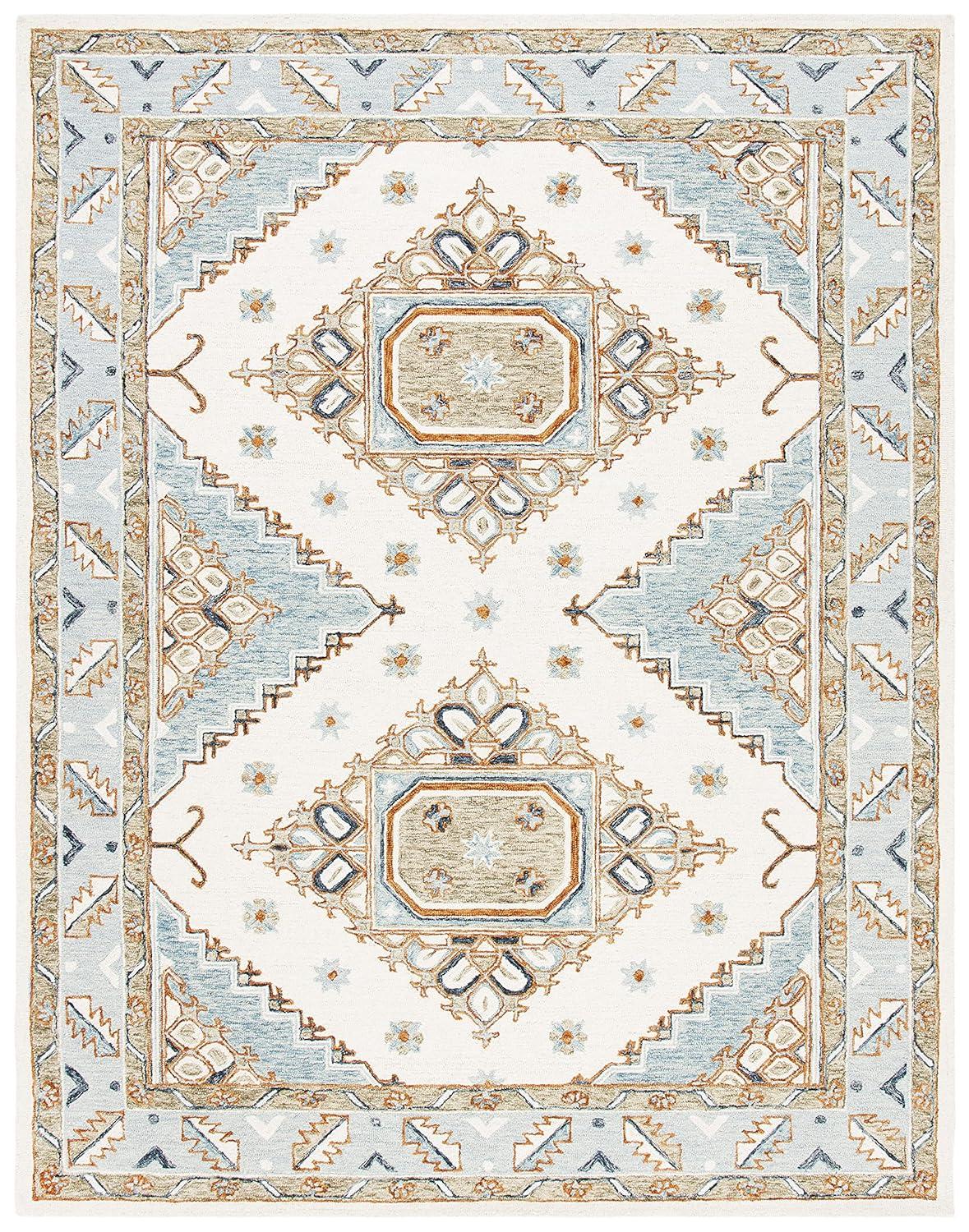 SAFAVIEH Capri Cletus Medallion Wool Area Rug, Ivory/Rust, 9' x 12'