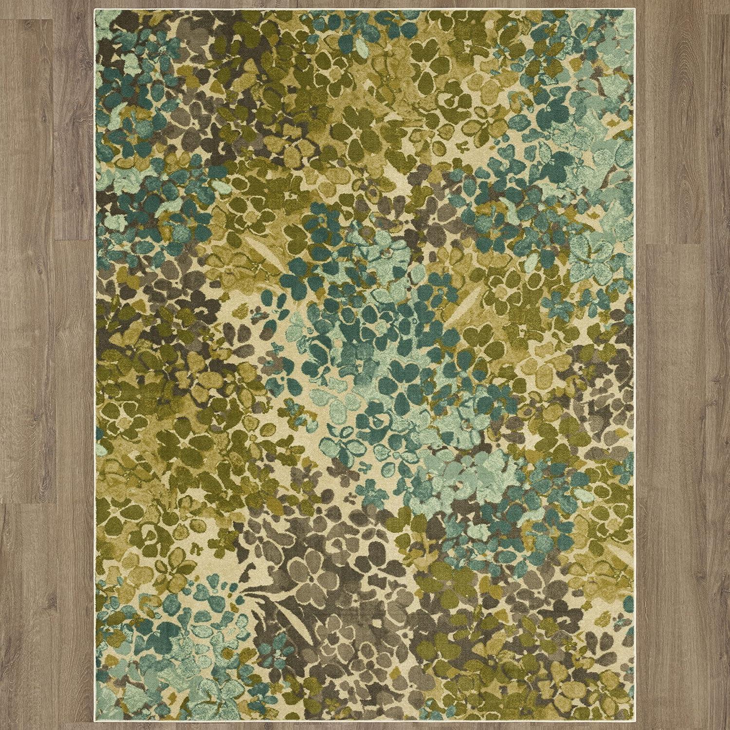 Aqua Splendor Abstract Floral 7'6"x10' Synthetic Area Rug