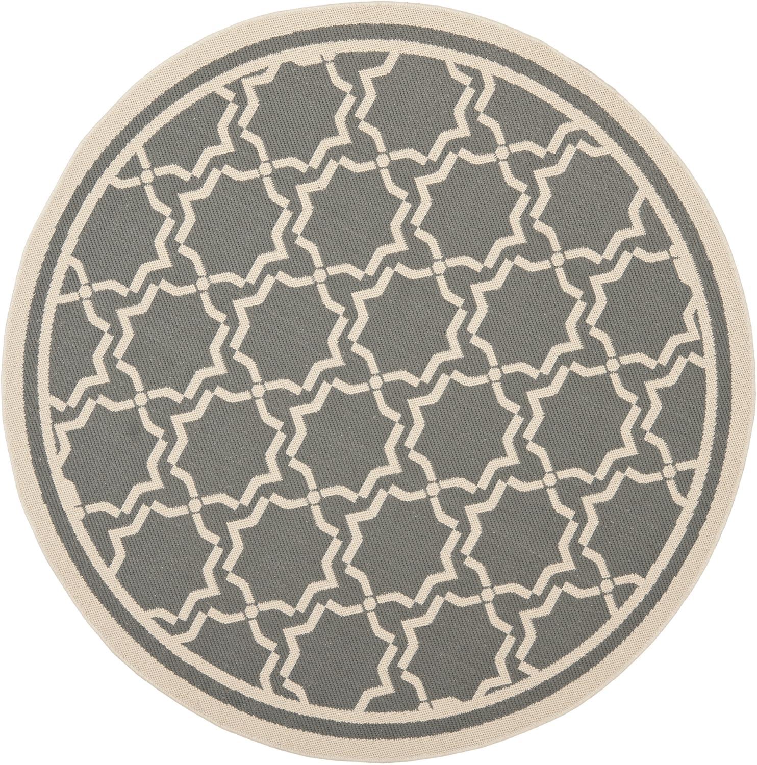 Gray Square Stain-Resistant Synthetic Indoor/Outdoor Rug