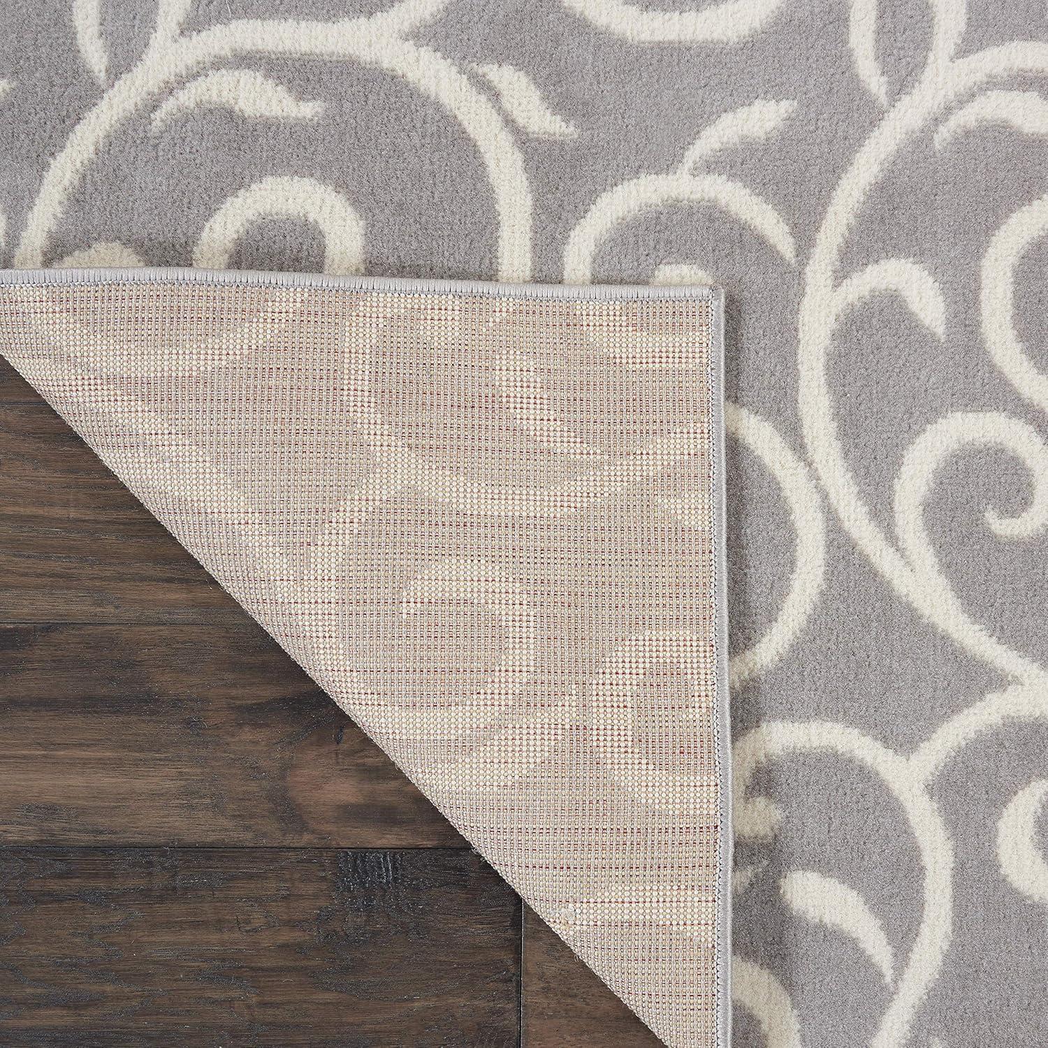 Nourison Grafix 3'9" x 5'9" (4' x 6') Grey Area Rug Bohemian Contemporary Botanical by Nourison