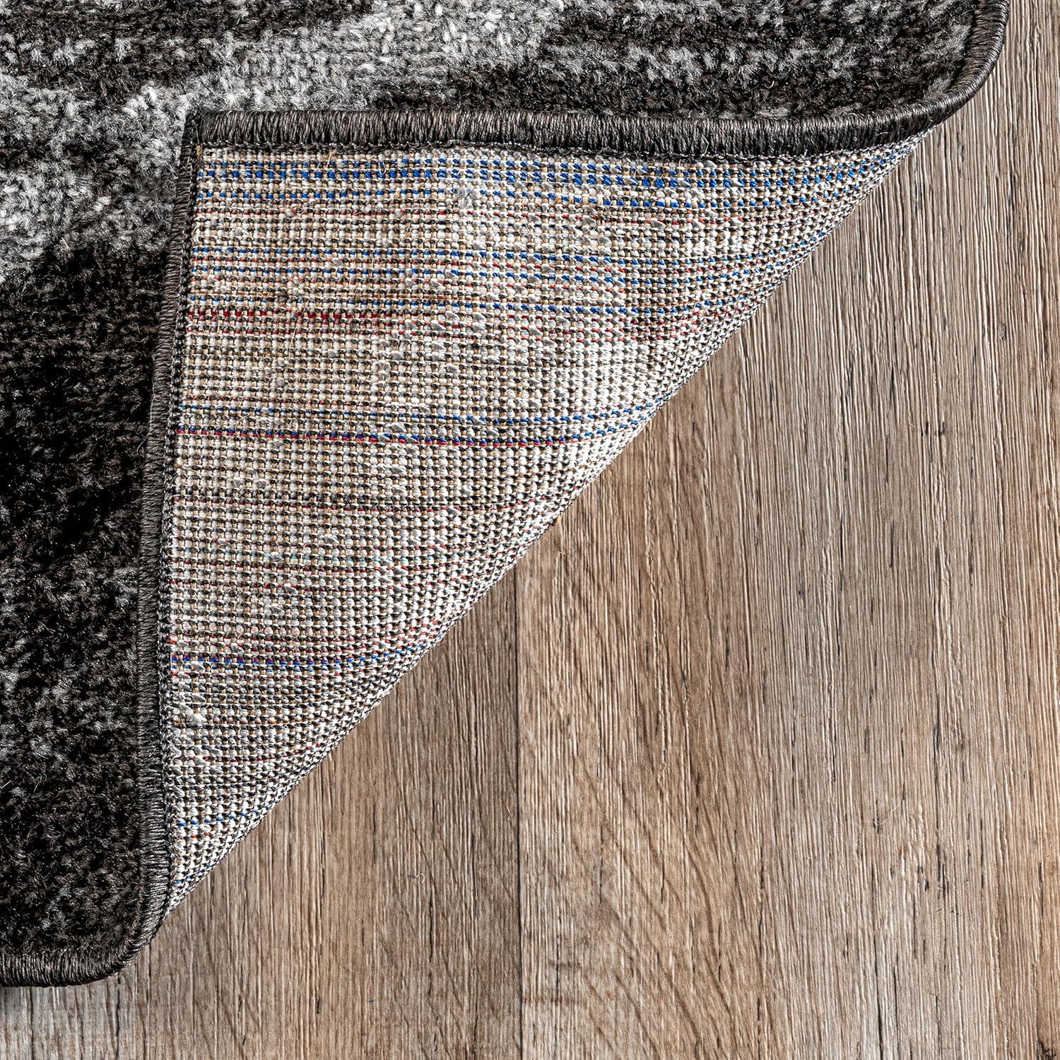 Nuloom 4 Square Thigpen Contemporary Indoor Area Rug, Charcoal, Abstract Lines, Non-Slip Backing, Stain Resistant, Bedroom Living Room, Kitchen