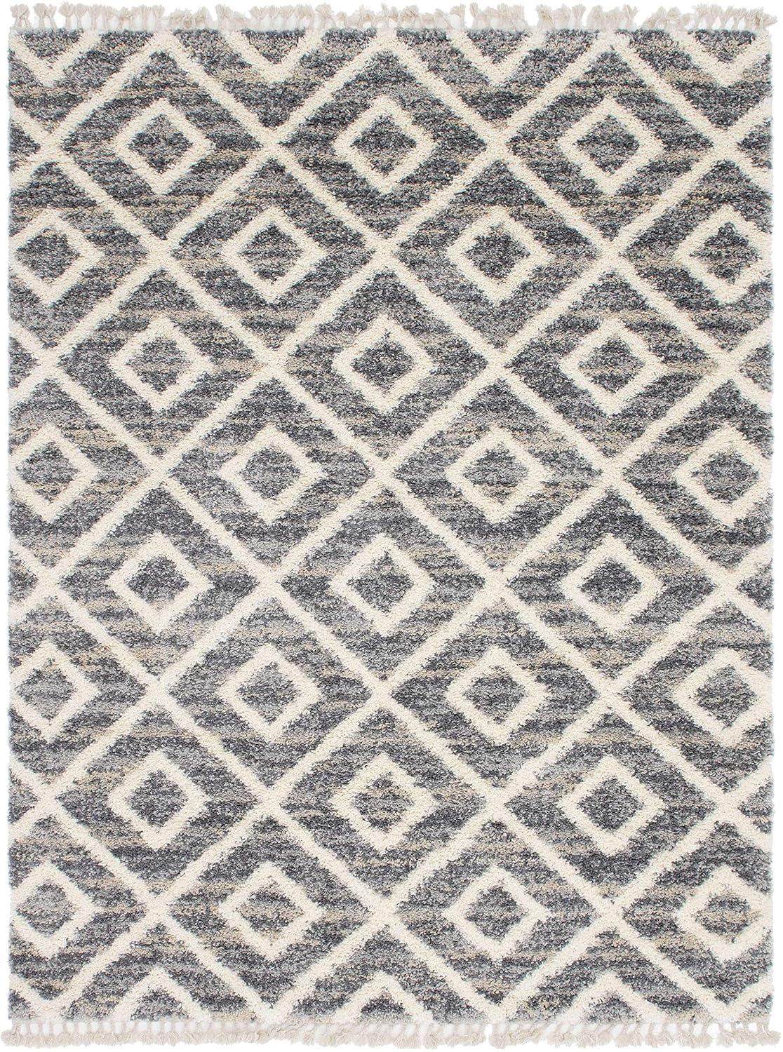 Unique Loom 9' 0 x 12' 2 Gray Hygge Shag Diamond Area Rug