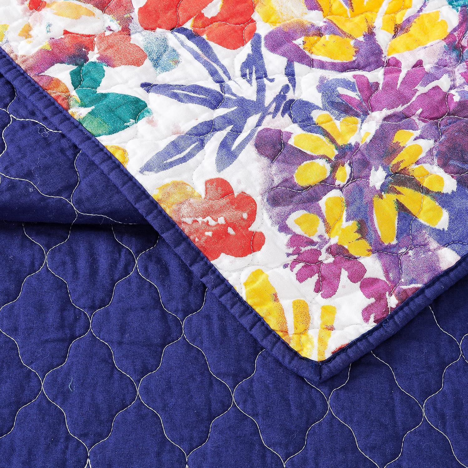 Garden in Bloom Purple Cotton Full Quilt Set