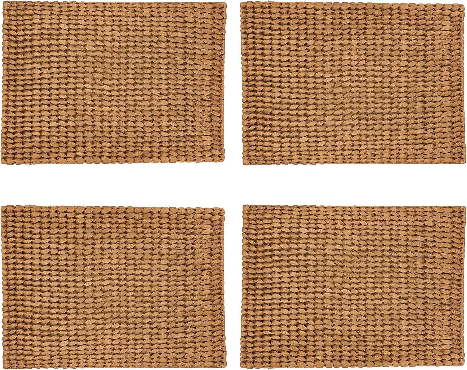 Gold Woven Water Hyacinth Rectangular Placemats Set of 4