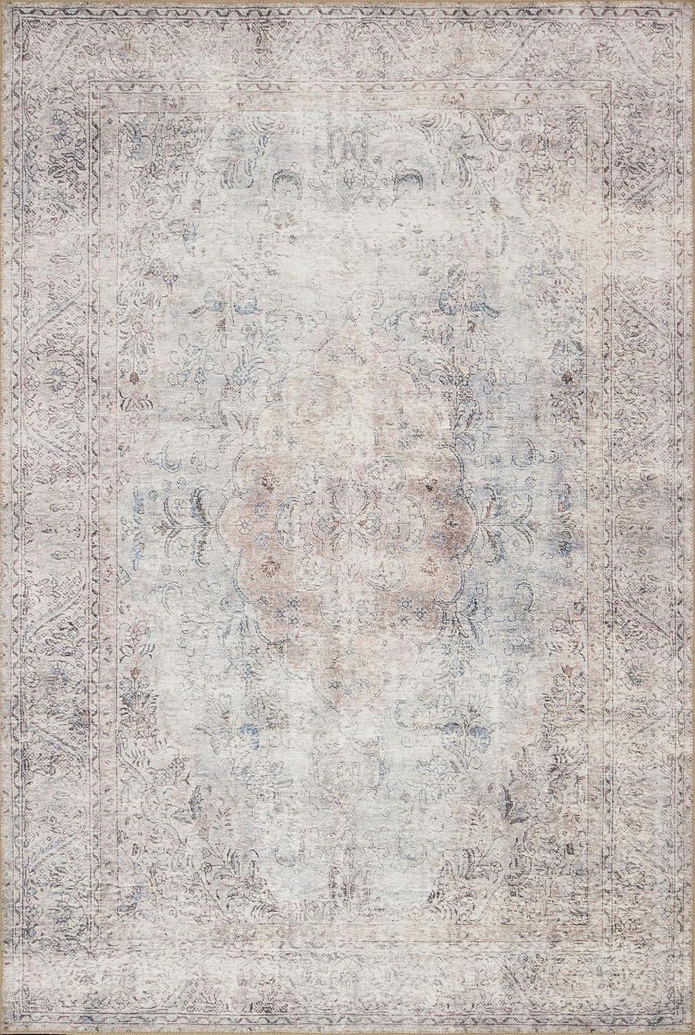 Gray Floral Motif Hand-Knotted Synthetic Area Rug