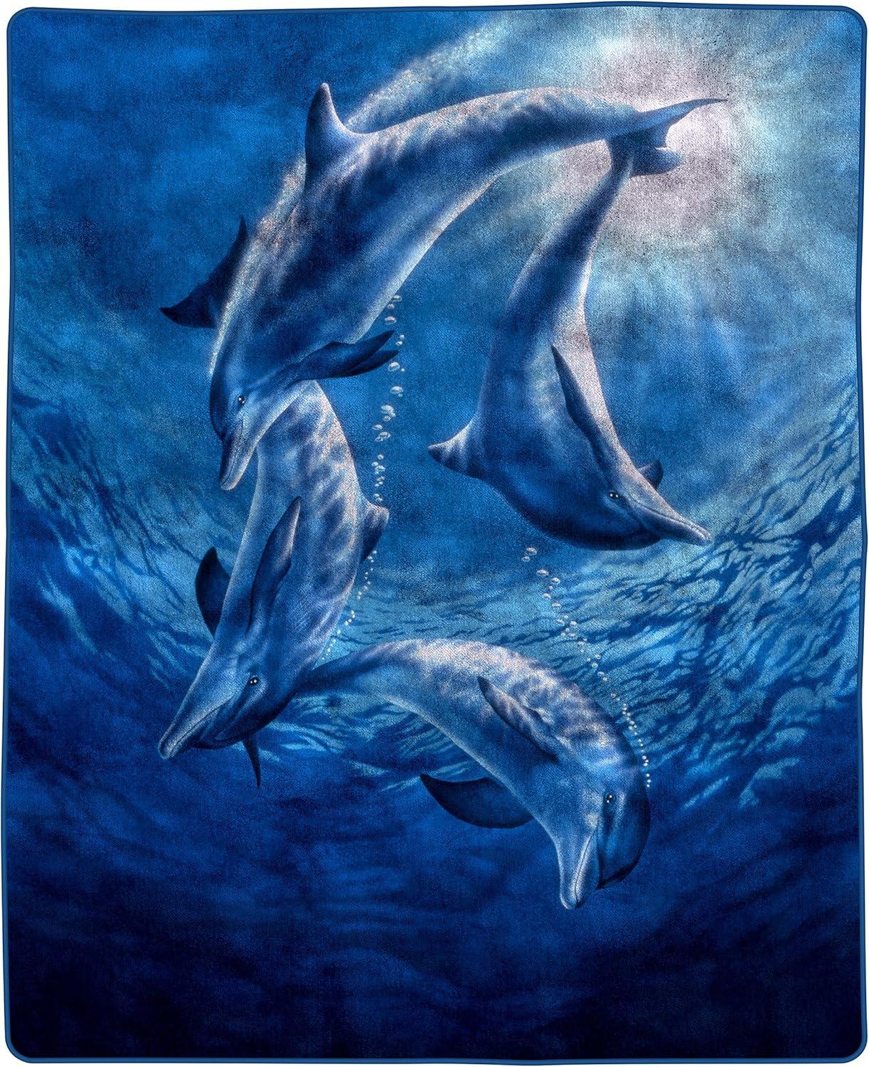 Full Size Blue Fleece Weighted Dolphin Blanket