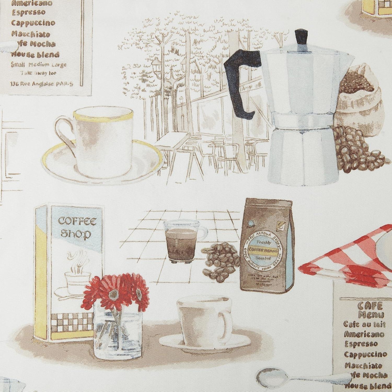 24"x54" Brew Coffee Shop Semi Sheer Rod Pocket Kitchen Curtain Valance and Tiers Set White - No. 918