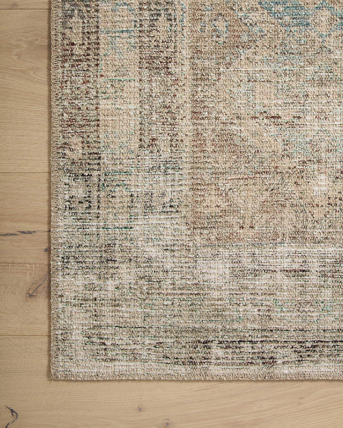 Jade and Natural Synthetic Vintage-Inspired Runner Rug 2'-6" x 7'-6"