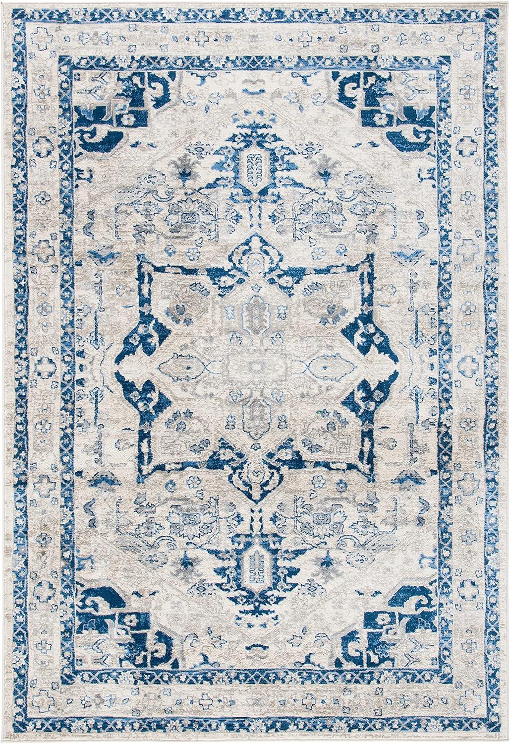 Brentwood BNT852 Power Loomed Indoor Area Rug - Beige/Blue - 6'x9' - Safavieh
