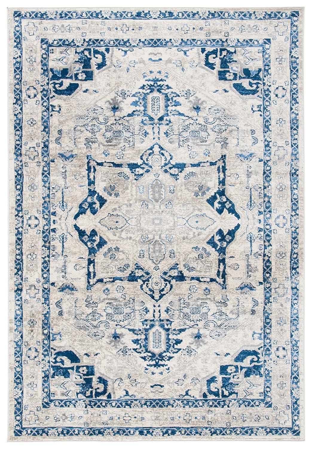 Brentwood BNT852 Power Loomed Indoor Area Rug - Beige/Blue - 6'x9' - Safavieh