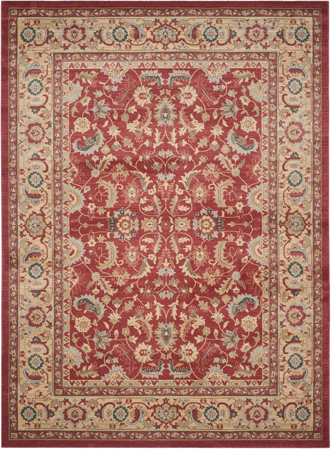 Red and Natural 10' x 14' Traditional Synthetic Area Rug