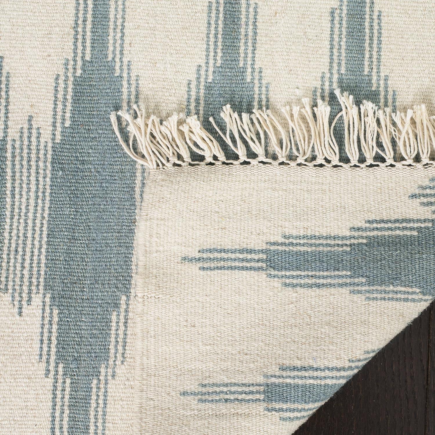 Kilim NVK179 Hand Woven Indoor Area Rug - Ivory/Blue - 5'x8' - Safavieh