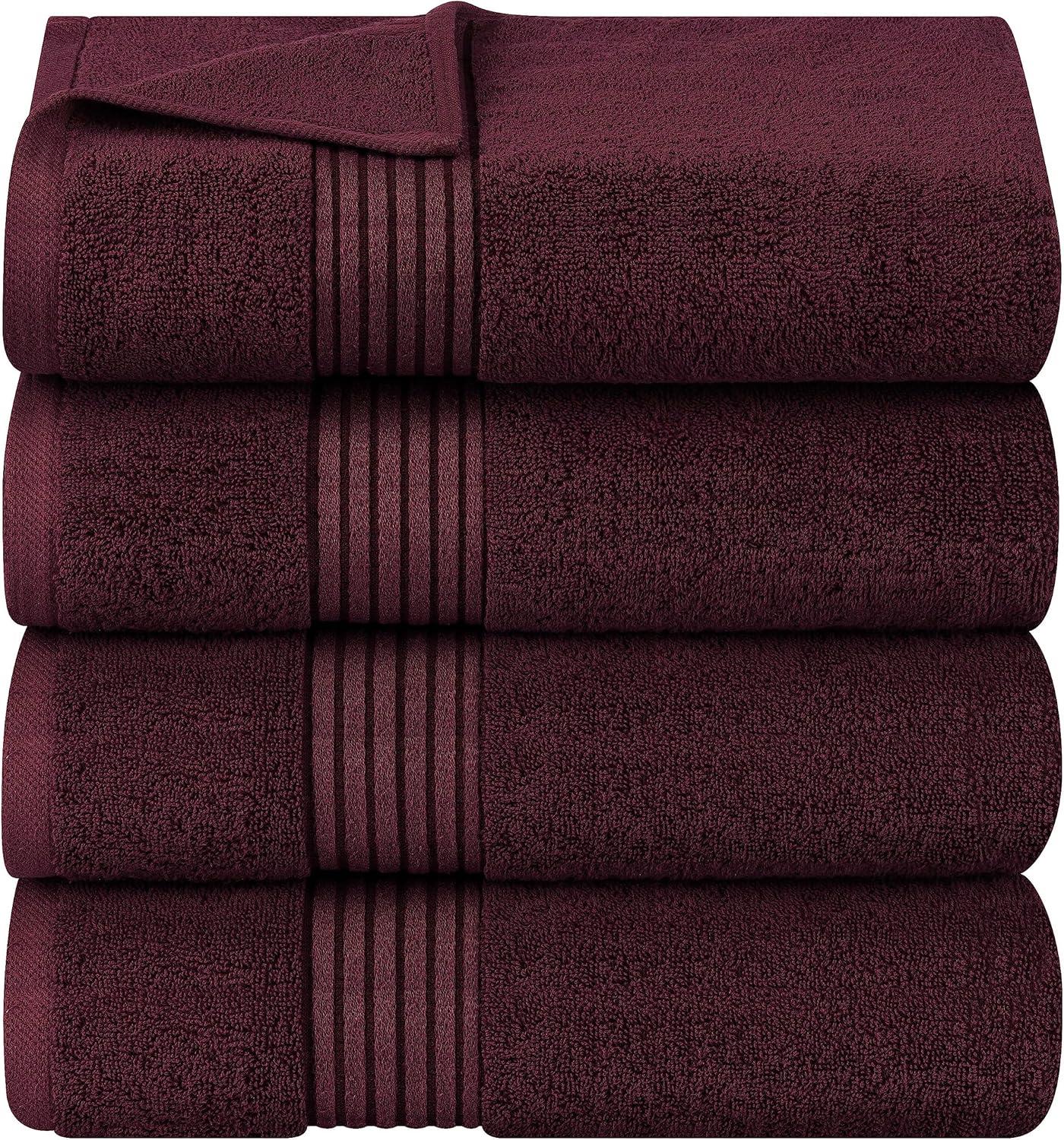 Utopia Towels 4 Pack Bath Towels Set, 27 by 54 Inches, 100% Ring Spun Cotton, Quick Dry, Highly Absorbent, Soft Feel Towels, Perfect for Daily Use, Burgundy