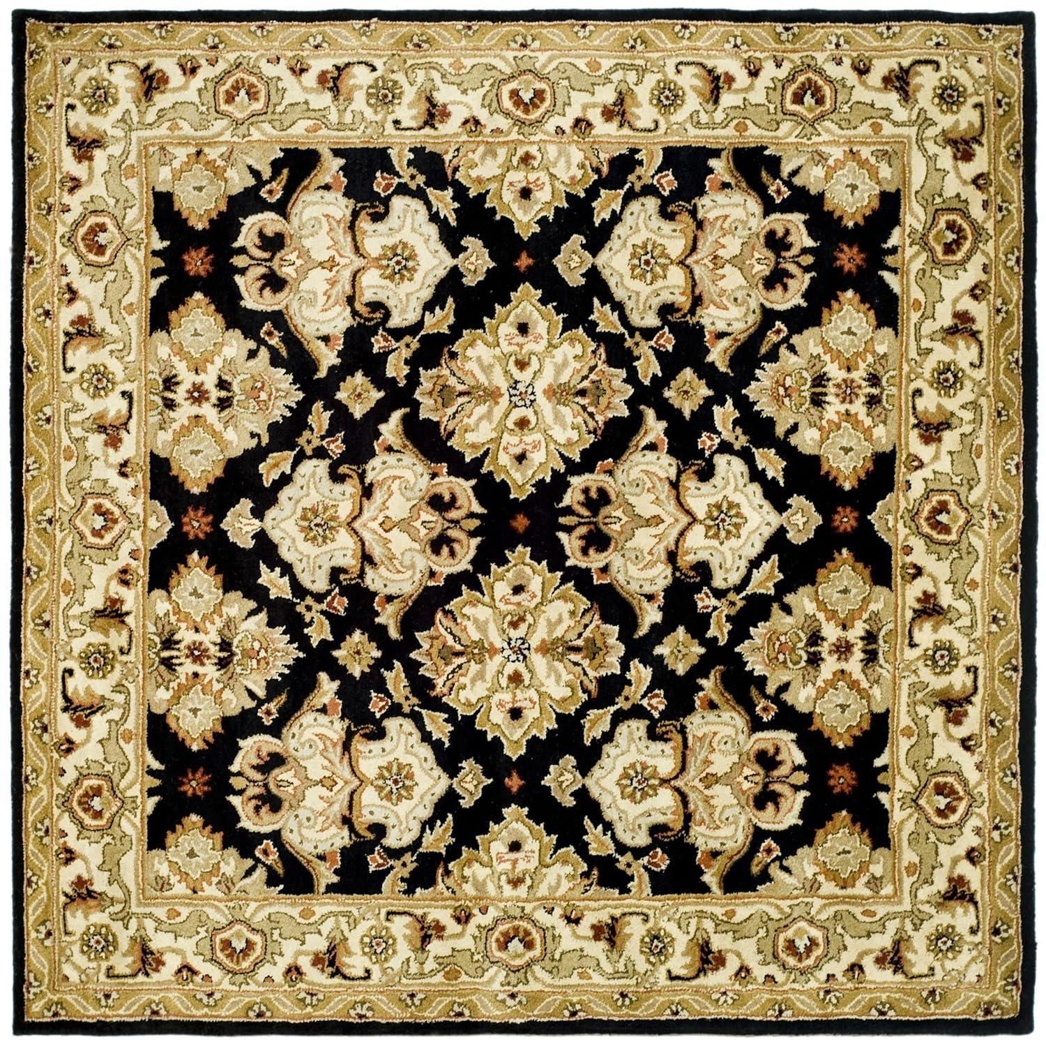 Heritage HG817 Hand Tufted Area Rug - Black/Ivory - 8'x8' - Safavieh.