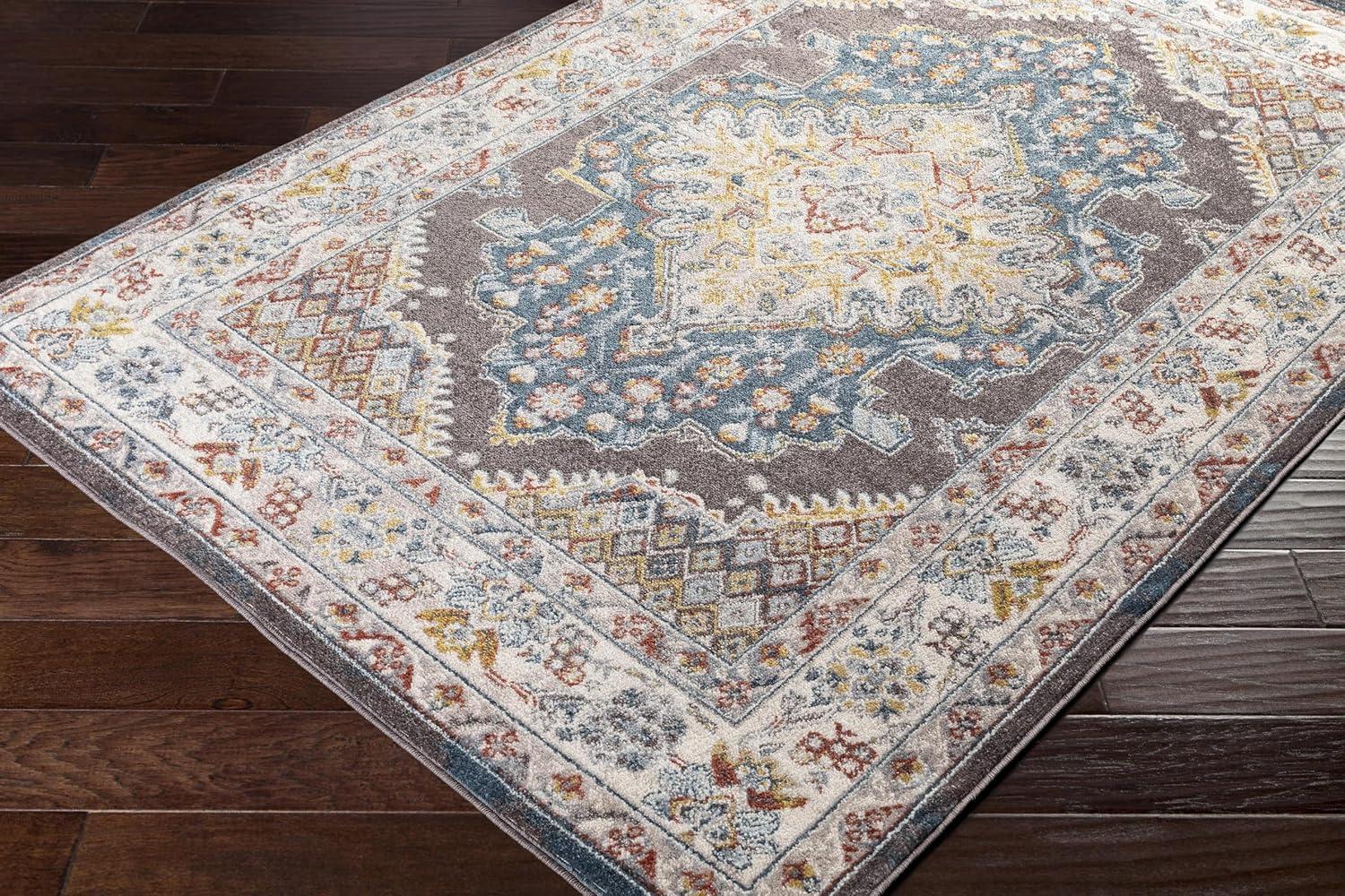 Livabliss 6'7"x9' Kashan Traditional Rugs Gray: Medium Pile, Stain & Fade-Resistant, Polypropylene, Indoor Use