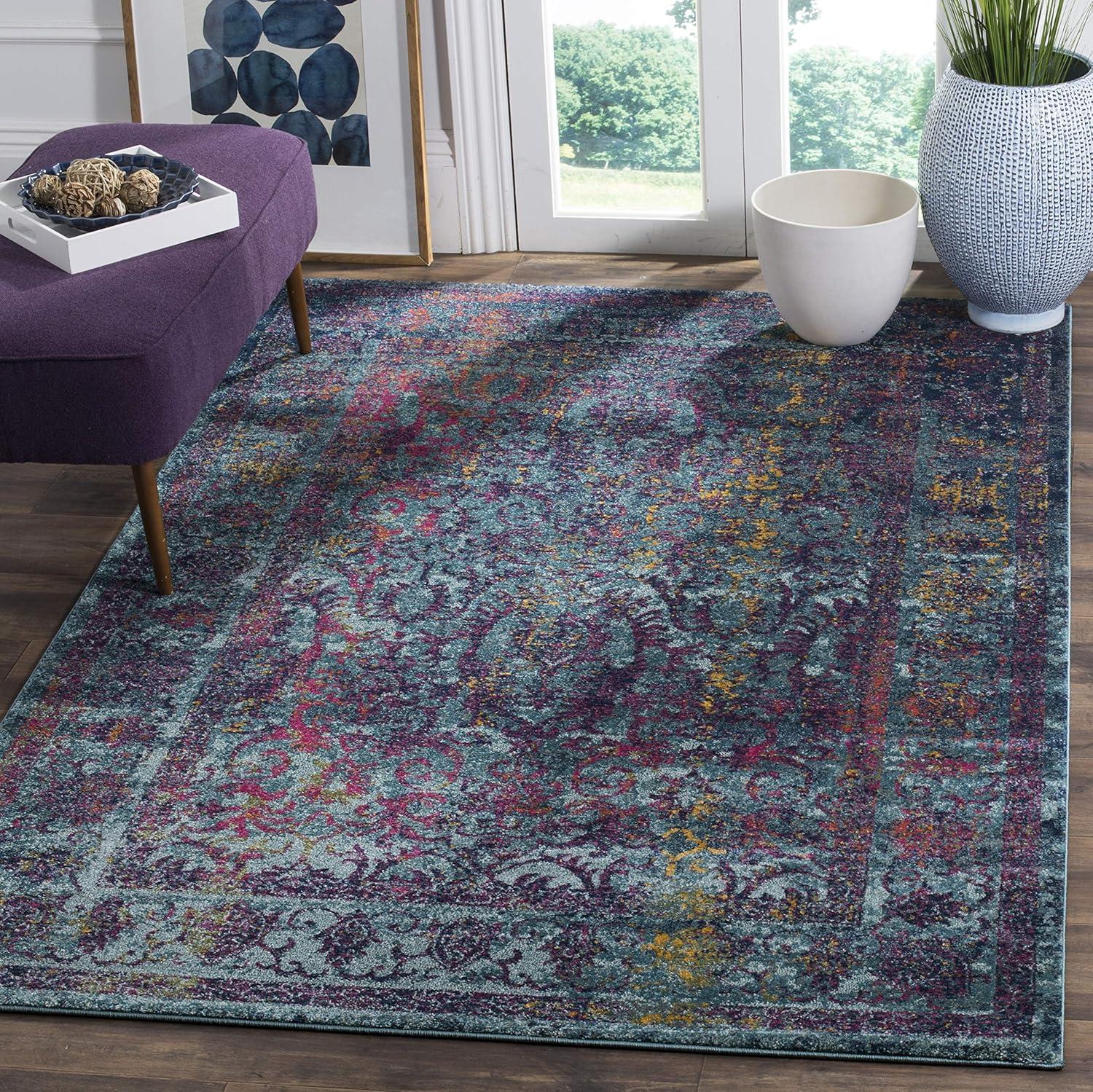 Granada 9' x 12' Blue Multicolor Synthetic Area Rug