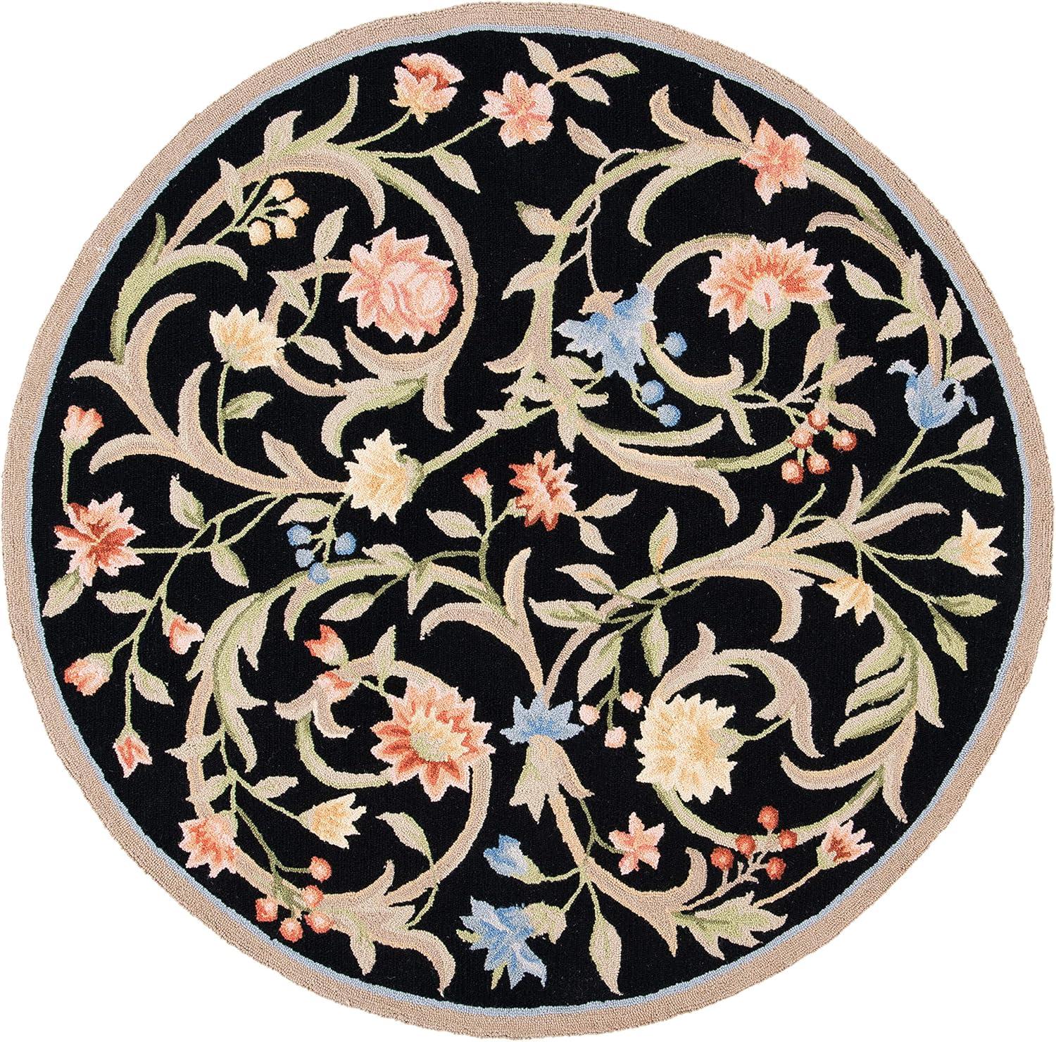 Chelsea HK248 Hand Hooked Area Rug - Black - 7' round - Safavieh.