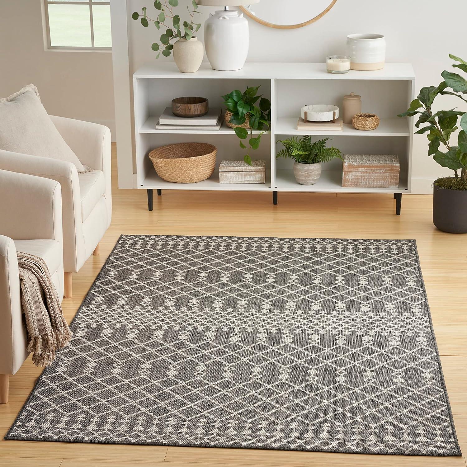 Nourison Positano Moroccan Trellis Flatweave Outdoor Rug