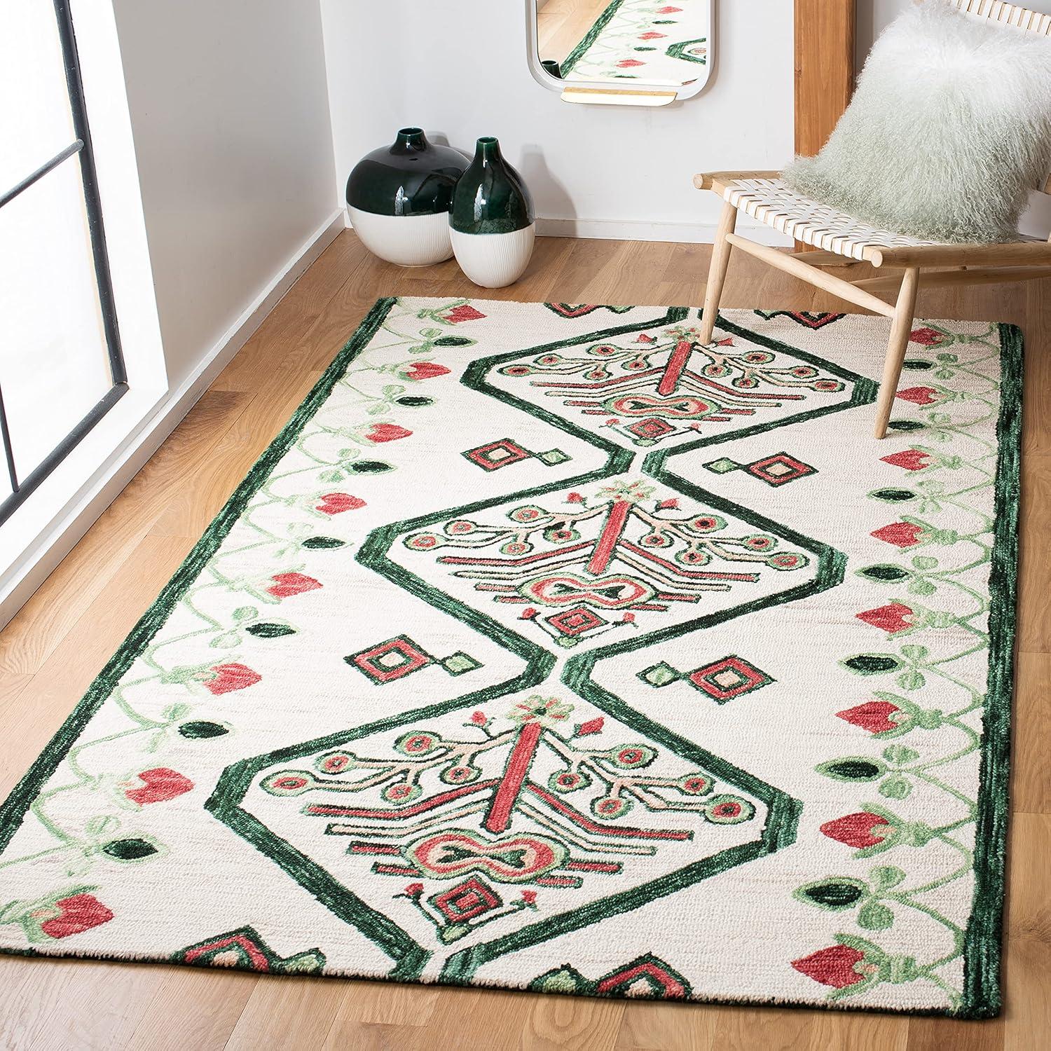 Aspen APN703 Hand Tufted Area Rug - Ivory/Green - 4'x6' - Safavieh.