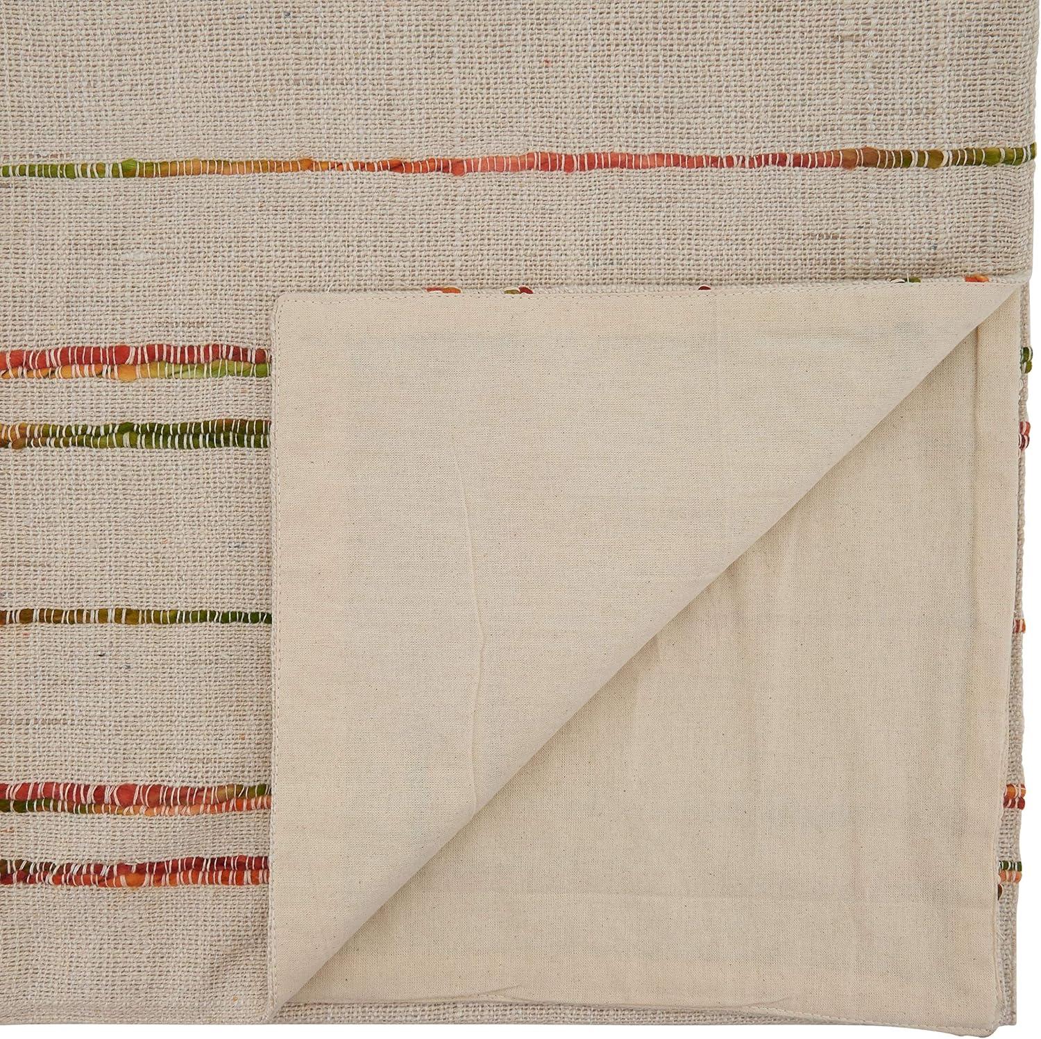 Natural Cotton Woven Line Table Runner, 23" x 19"