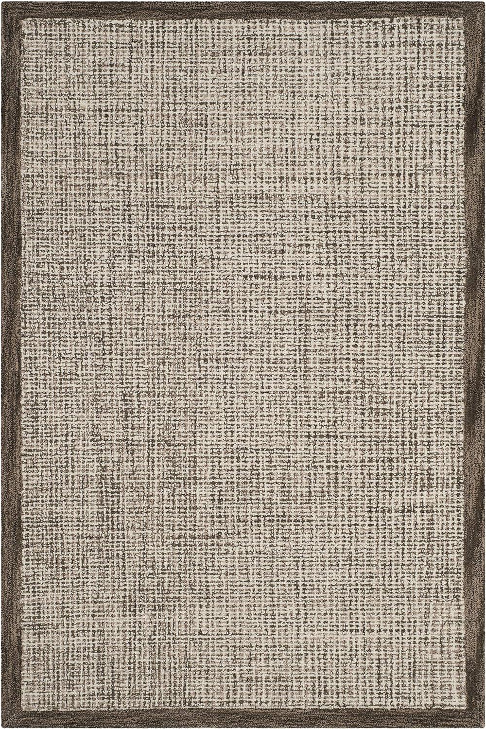 Ivory Abstract Tufted Wool Rectangular Rug 8' x 10'