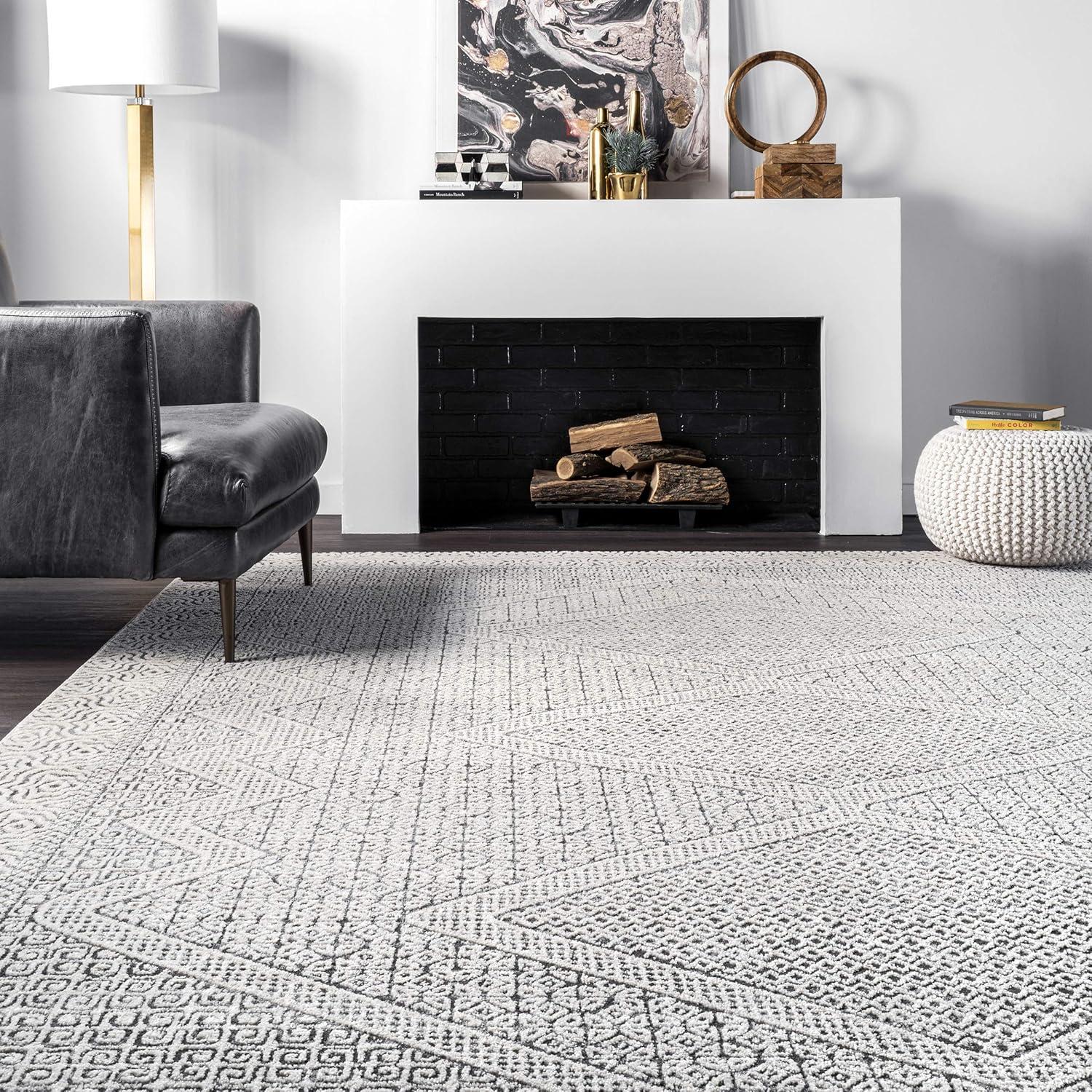 Nuloom Hart Abstract Pet Friendly Machine Washable Area Rug, 8' x 10', Grey