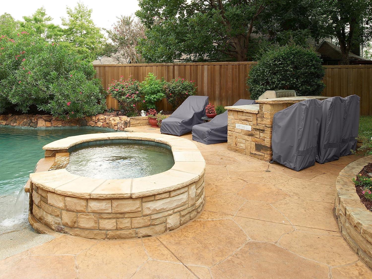 Covermates Outdoor Double Chaise Lounge Cover - Water Resistant Polyester, Drawcord Hem, Mesh Vents, Seating and Chair Covers, DOUBLE 58W x 78D x 34H, Charcoal