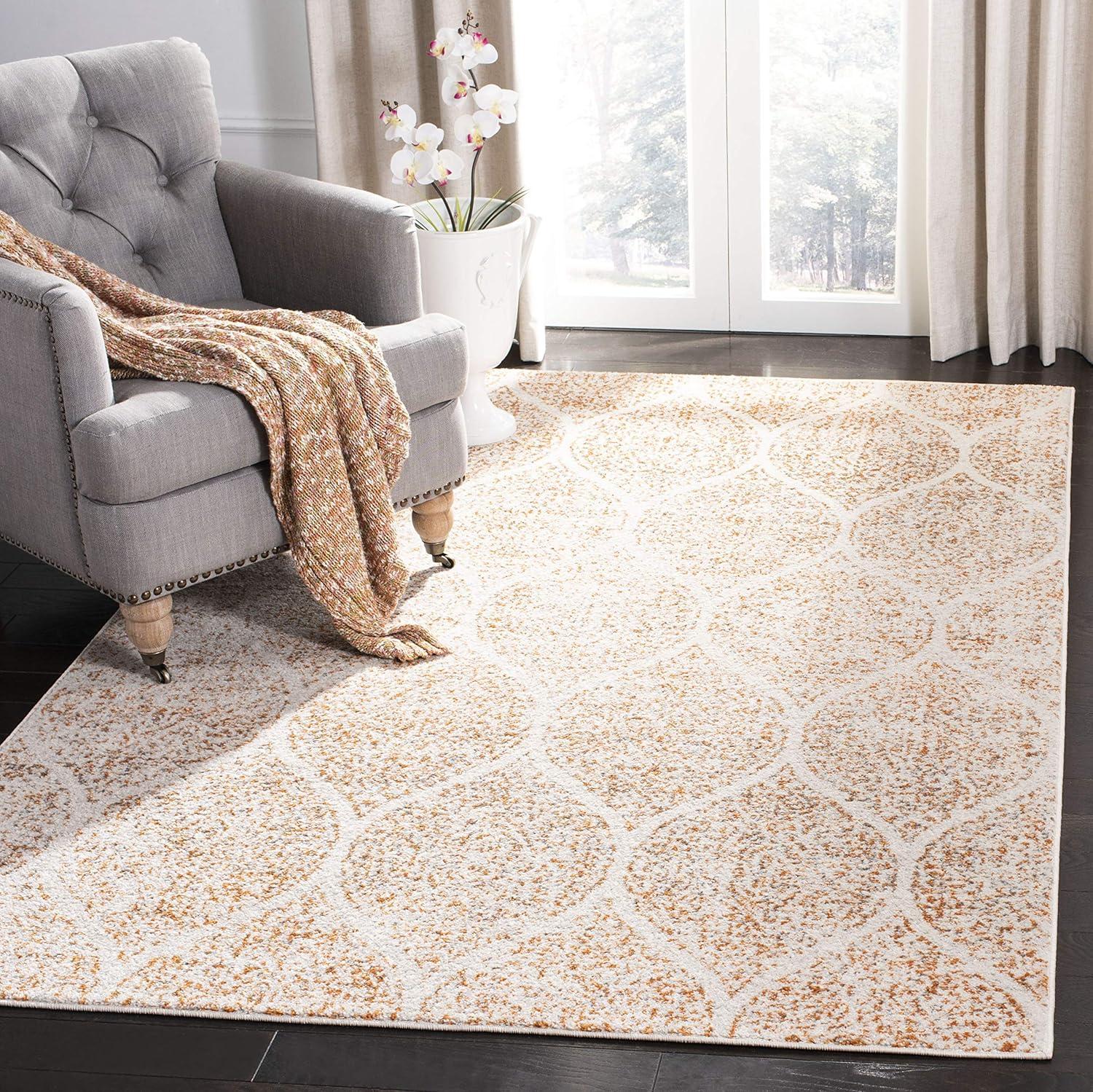 Madison MAD604 Power Loomed Indoor Area Rug - Cream/Orange - 4'x6' - Safavieh