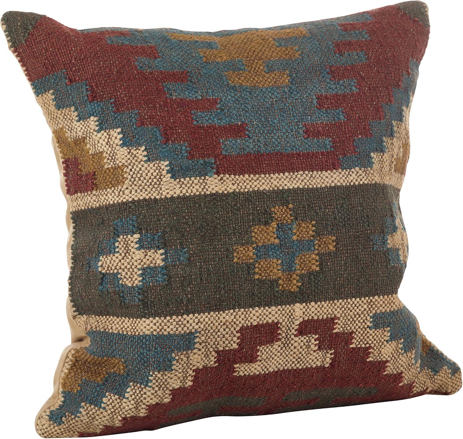 Saro Lifestyle Kilim Collection Kilim Design Down Filled Throw Pillow, 20", Multicolored