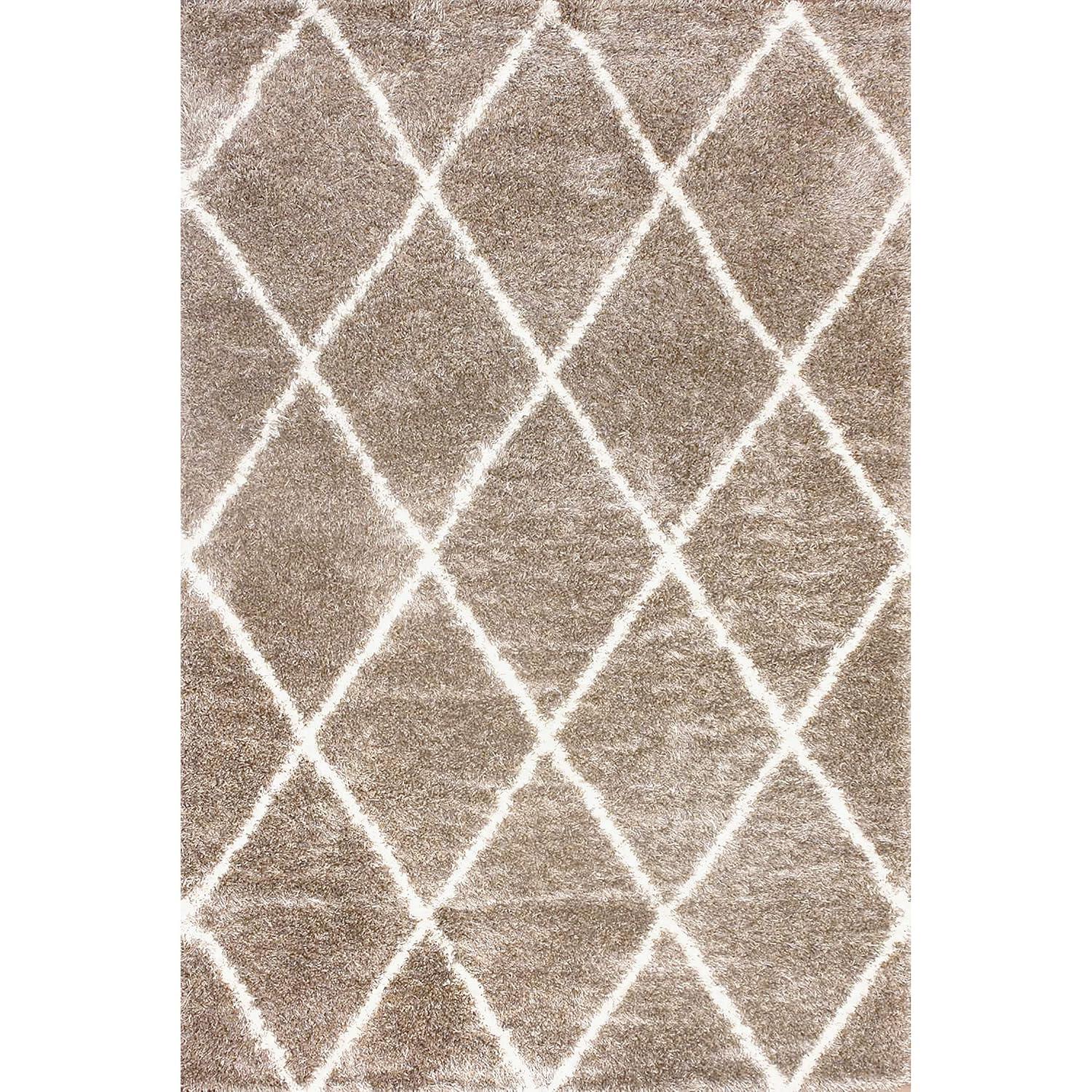 4'x6' Machine Made Diamond Shag Area Rug Ash- nuLOOM: Modern Trellis Design, High Pile, Stain-Resistant, Indoor Use
