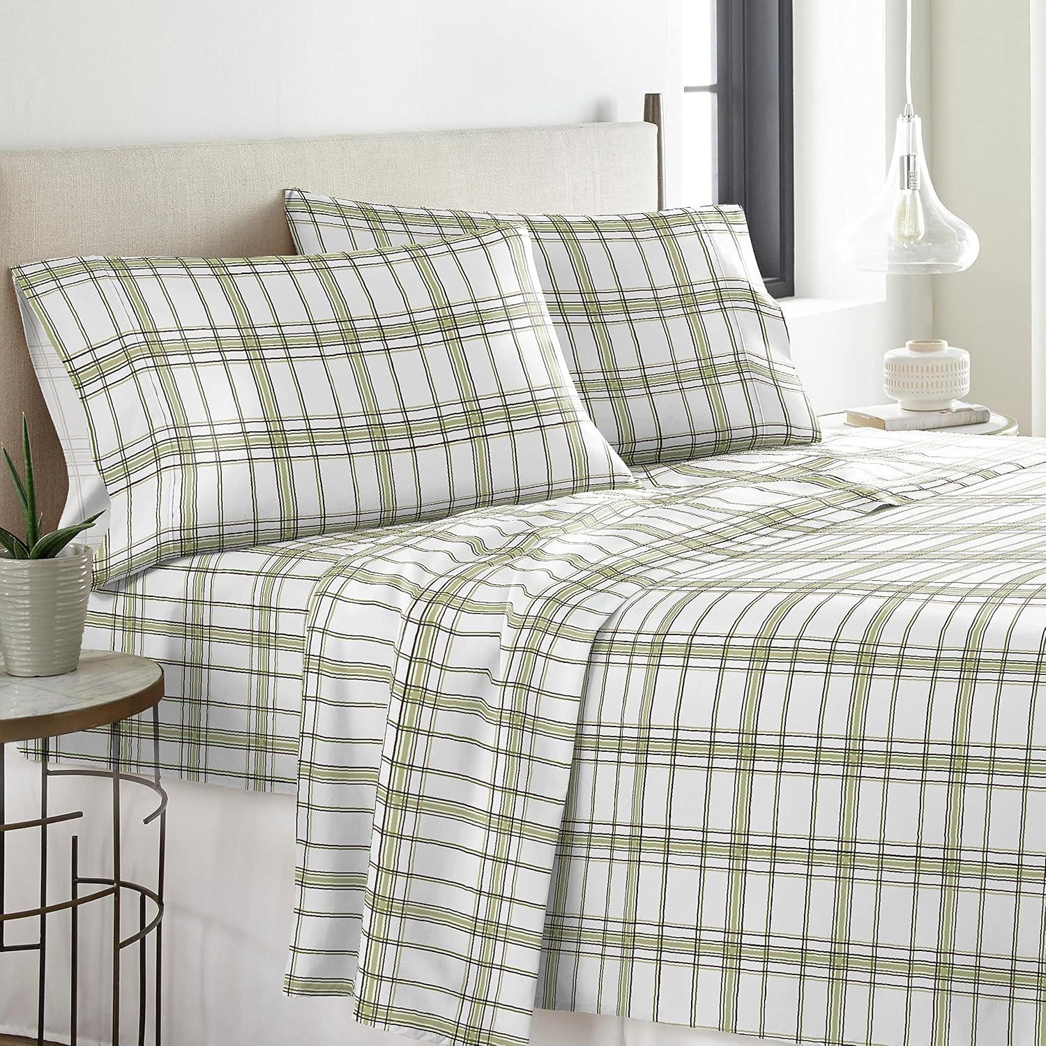Pointehaven Flannel Plaid Sheet Set