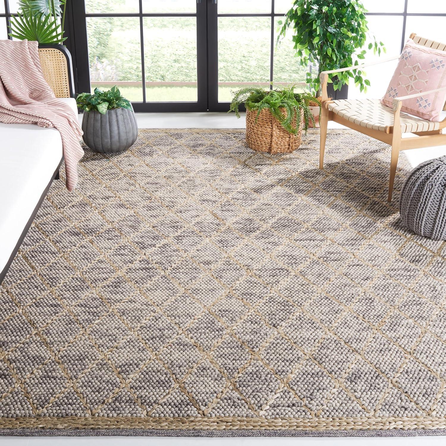 Natura NAT223 Hand Woven Indoor Area Rug - Teal/Natural - 8'x10' - Safavieh
