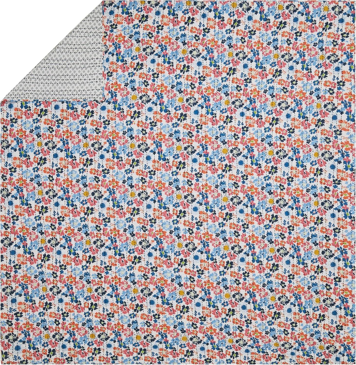 Modern Heirloom Lavender Florals 100% Cotton Reversible Boho Coverlet/Quilt Set