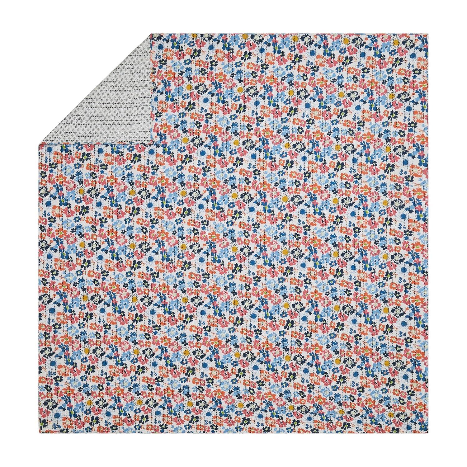 Modern Heirloom Lavender Florals 100% Cotton Reversible Boho Coverlet/Quilt Set