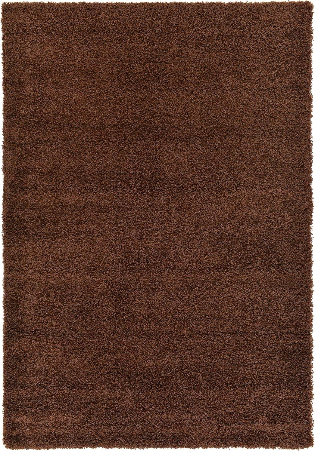 Unique Loom Solid Shag Collection Area Rug (6' 1" x 9' Rectangle Chocolate Brown)