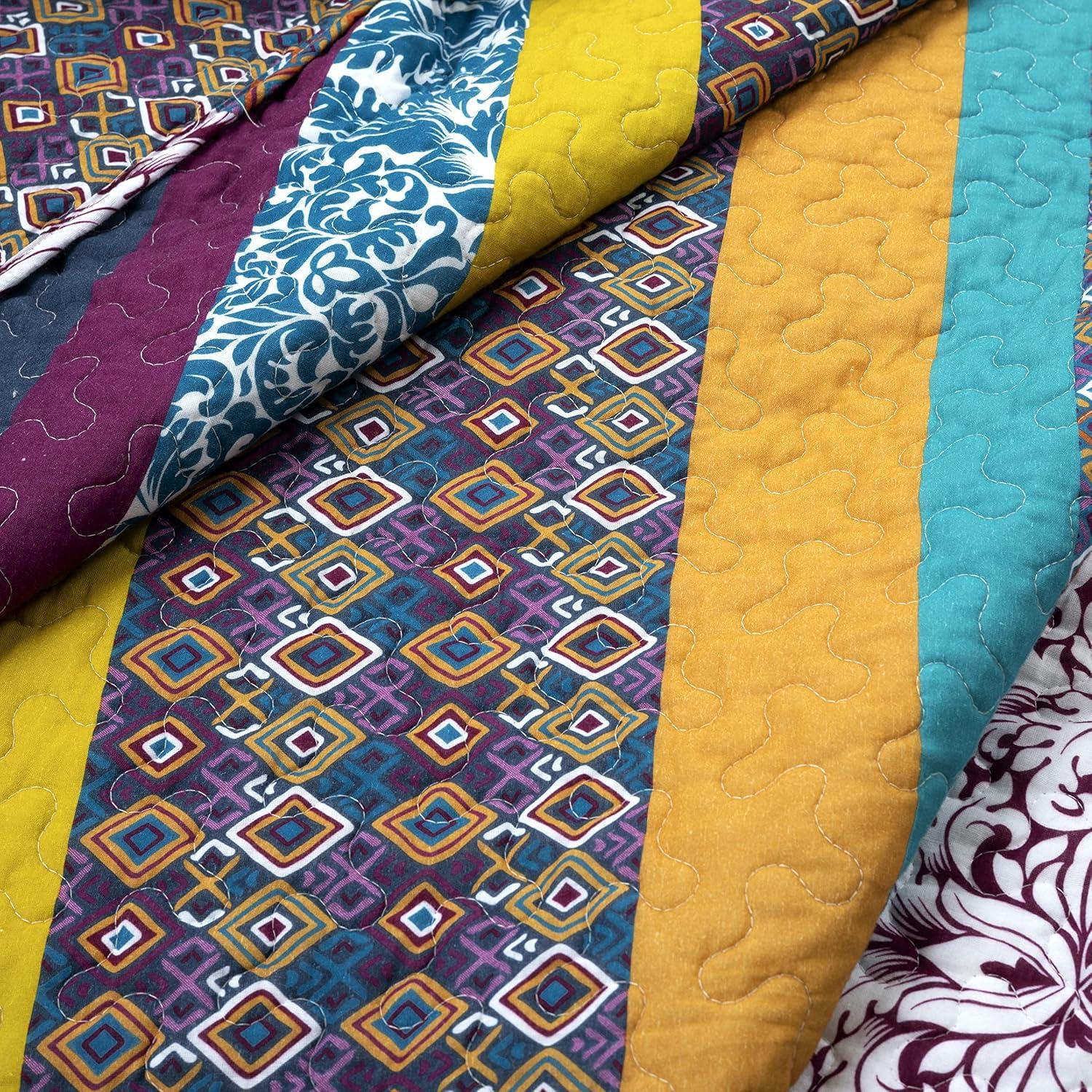 Lush Decor Boho Stripe Reversible Coverlet Set