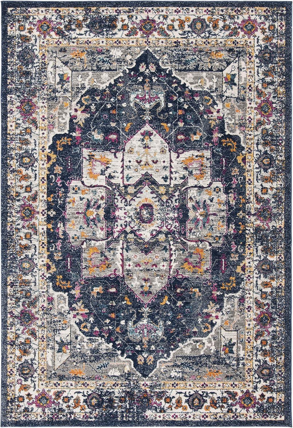 Evoke EVK275 Power Loomed Area Rug - Navy/Grey - 4'x6' - Safavieh.