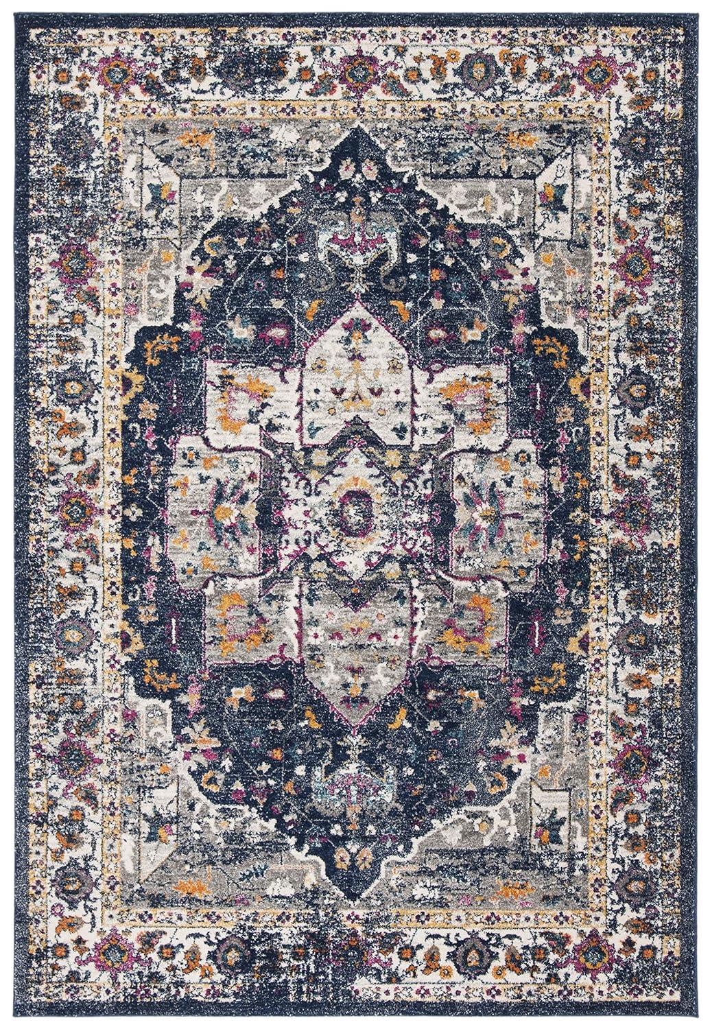 Evoke EVK275 Power Loomed Indoor Area Rug - Navy/Grey - 4'x6' - Safavieh