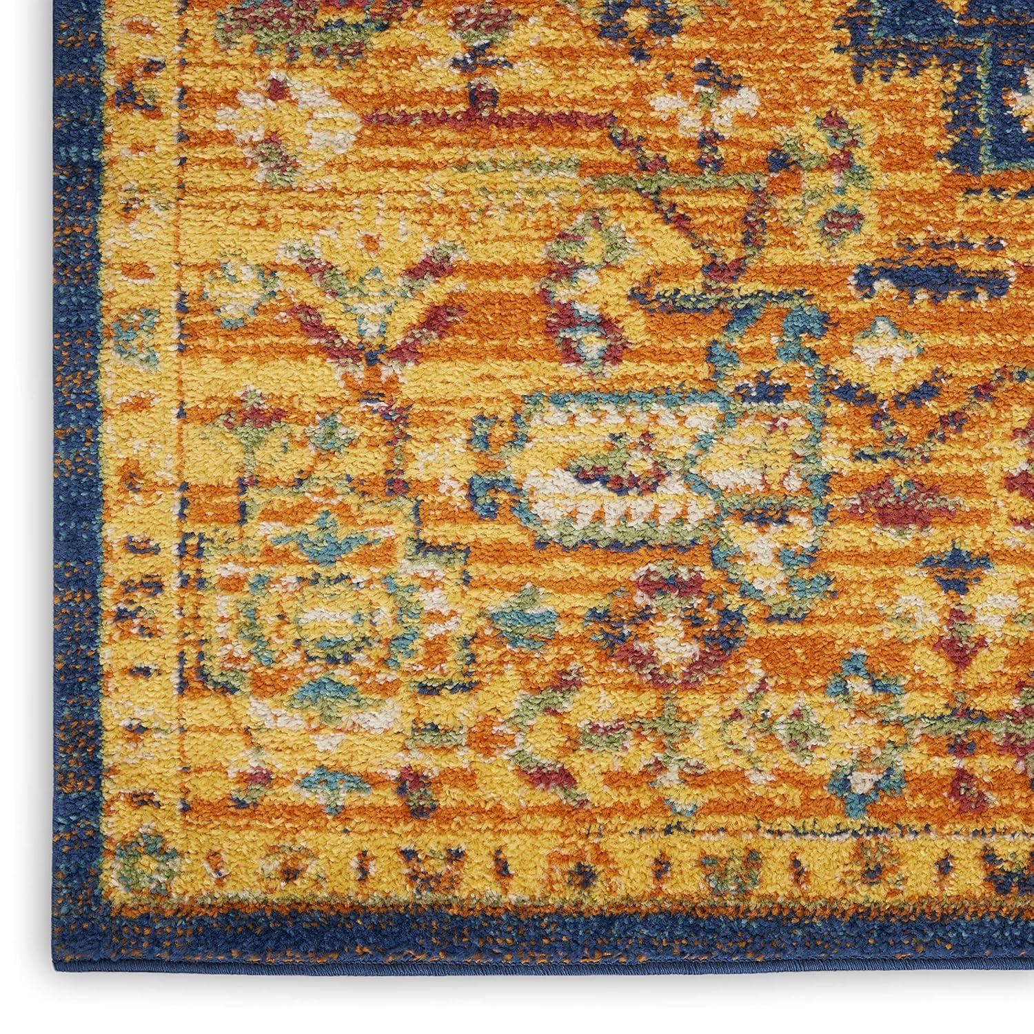 Handmade Orange Medallion Synthetic Rectangular Area Rug