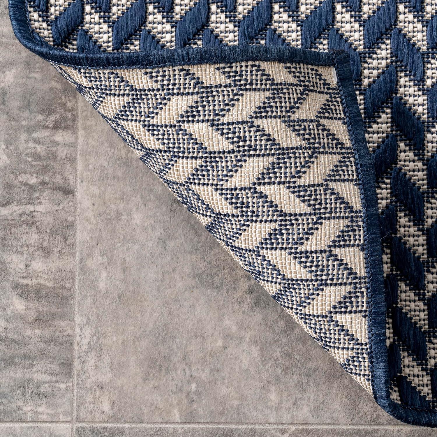 Nuloom Camryn Herringbone Indoor/Outdoor Area Rug, 6' 7" x 9', Navy