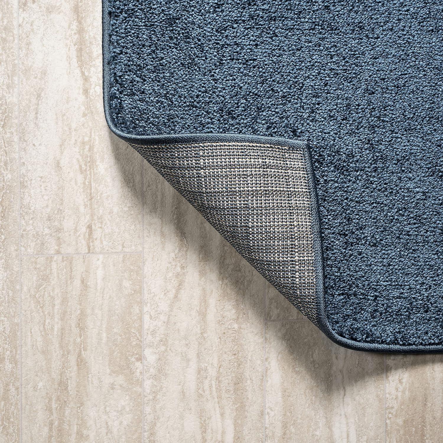 8'x10' Haze Solid Low-Pile Area Rug, Navy - JONATHAN Y
