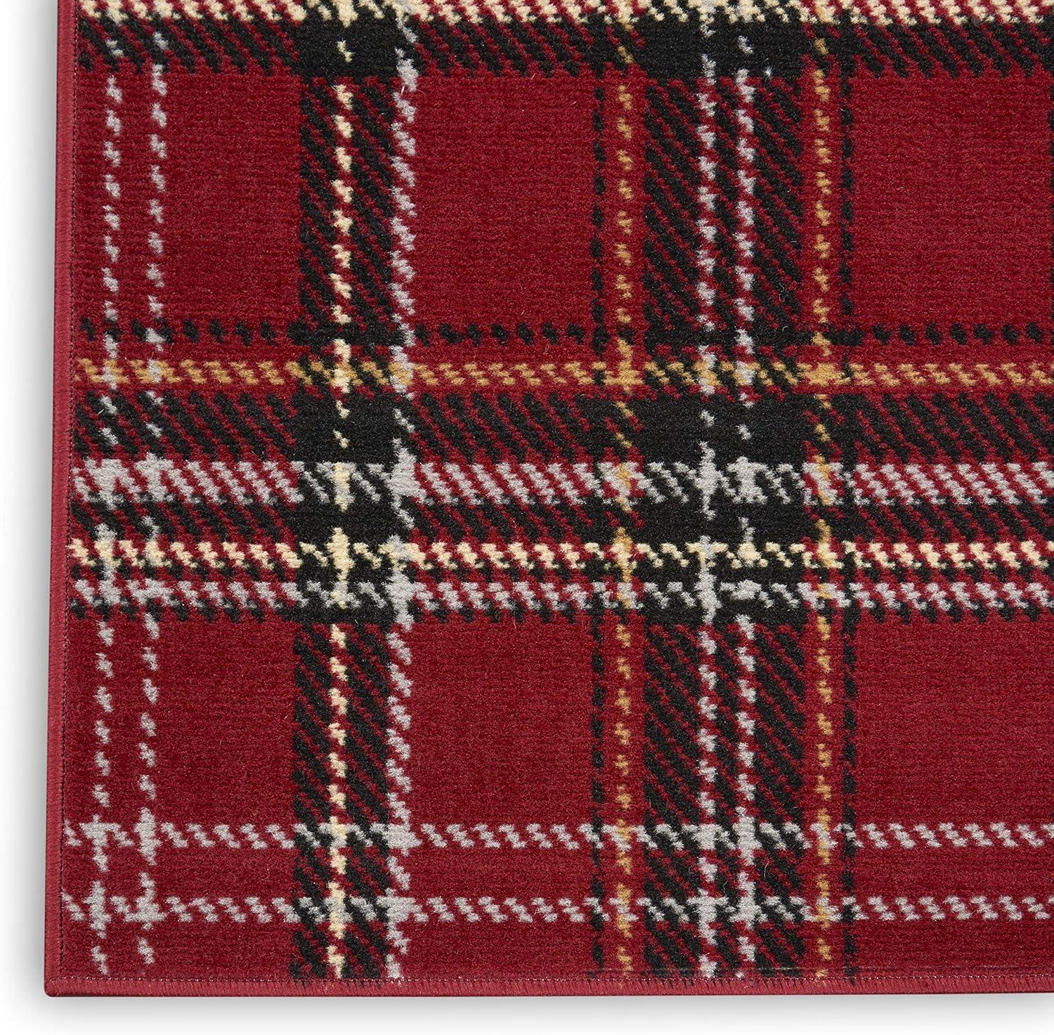 Nourison Grafix Plaid Red 5'3" x 7'3" Area Rug, (5x7)